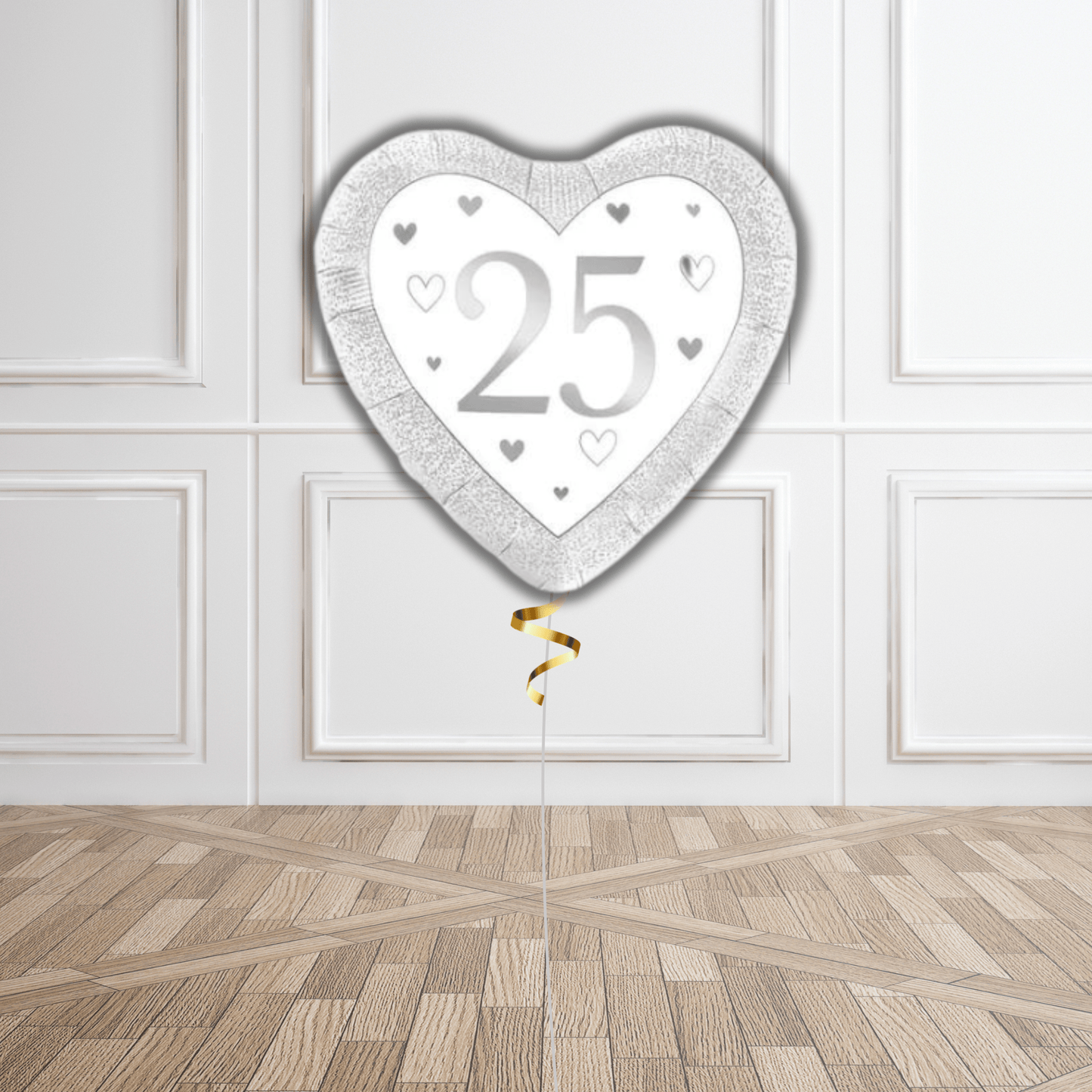 18 - inch Happy 25th Anniversary Heart Balloon - Silver | The Party Hut