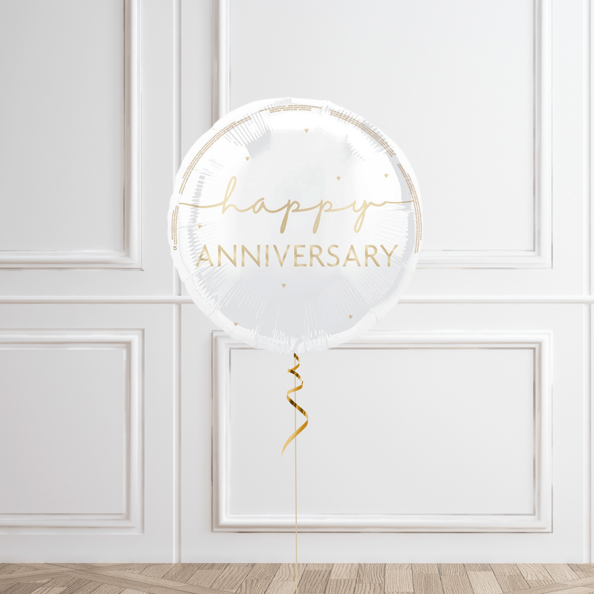 18-Inch Happy Anniversary Gold Script Helium Balloon – Elegant Celebration Decor