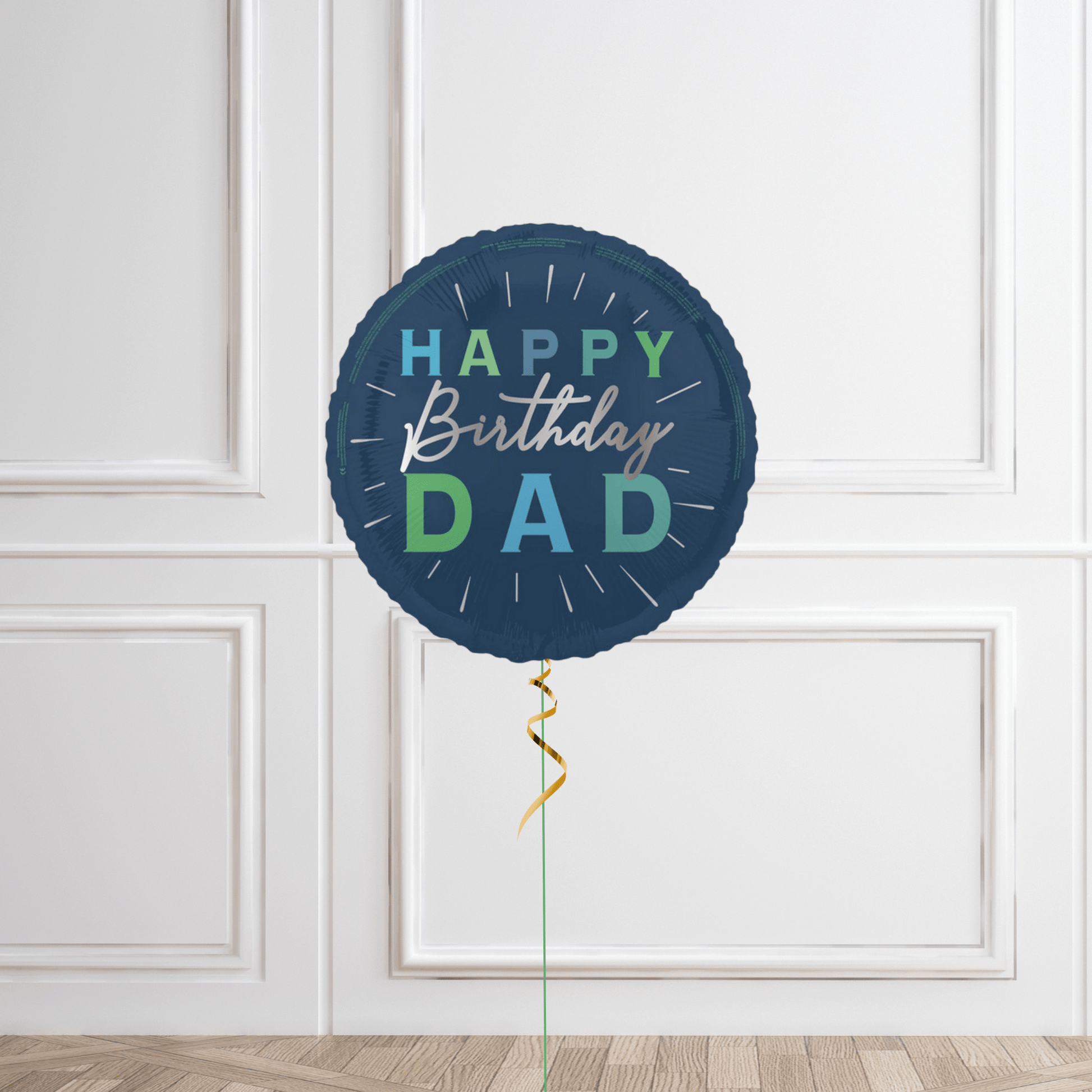 18-Inch Happy Birthday Dad Silver Spark Helium Balloon – Elegant Celebration Decor