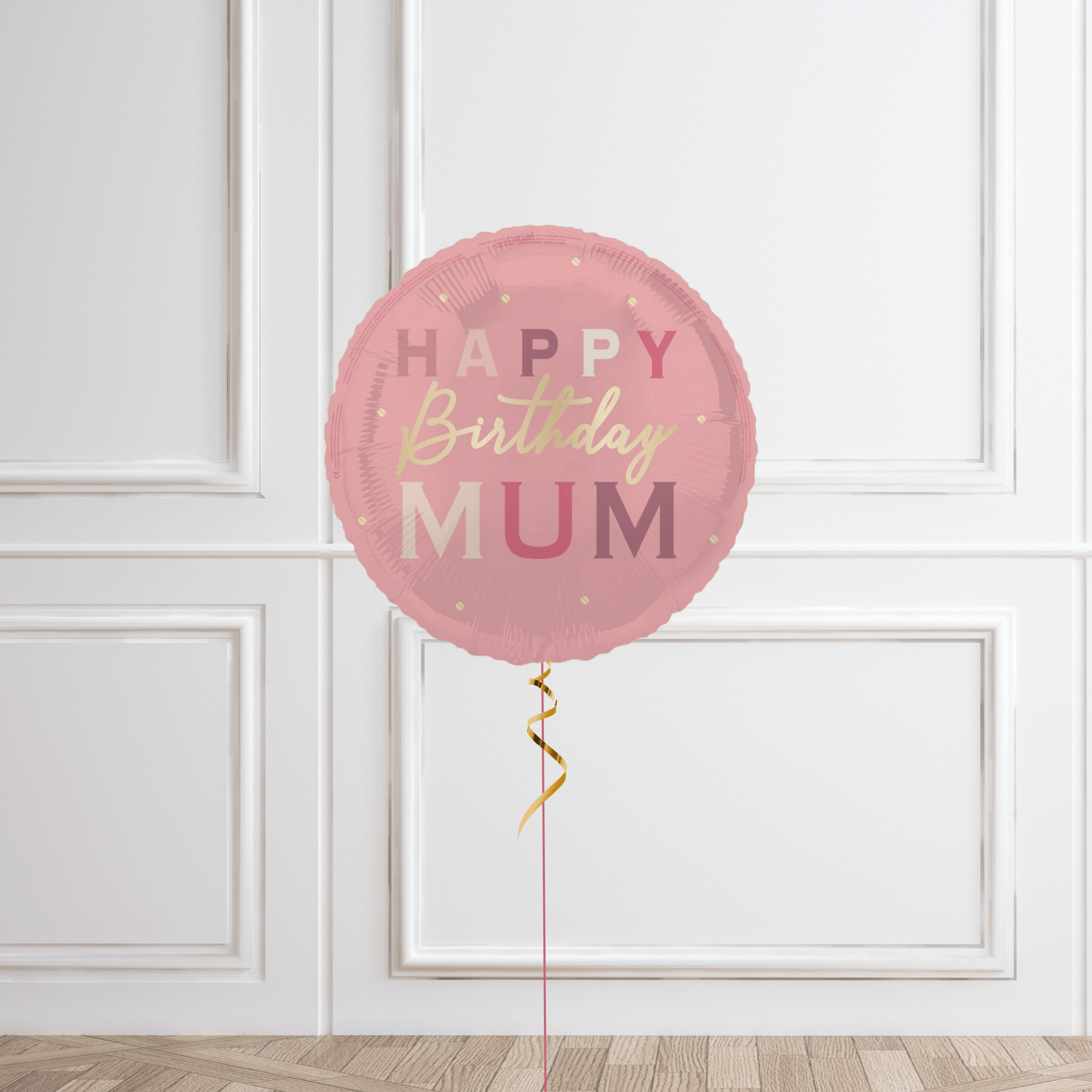 18-Inch Happy Birthday Mum Gold Dots Helium Balloon – Elegant Party Decoration