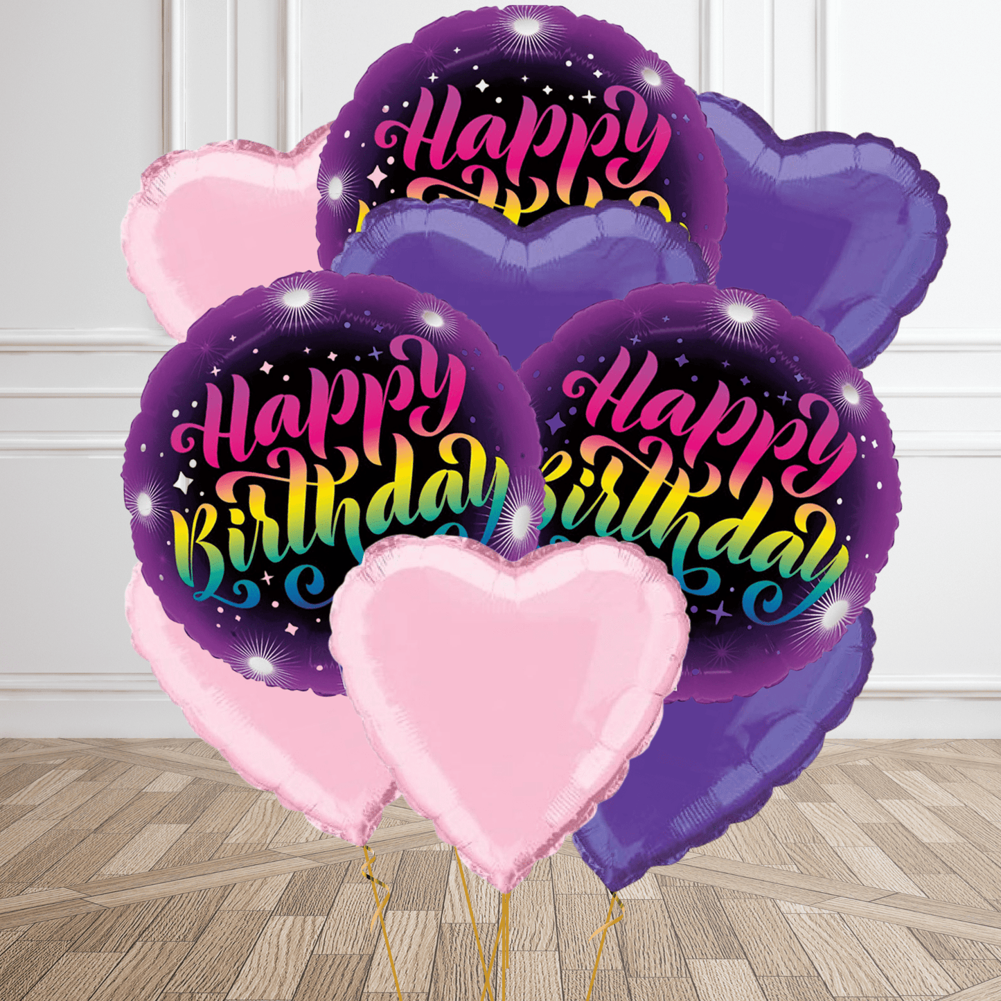 18 - Inch Happy Birthday Rainbow Neon Foil Balloon Package | The Party Hut