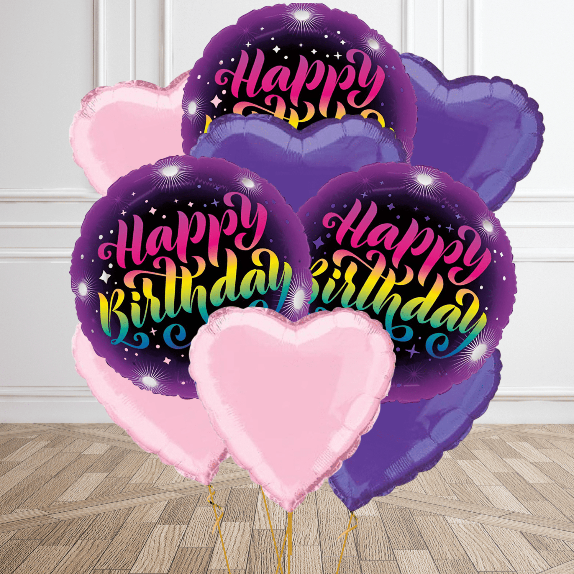 Happy Birthday Rainbow Neon Foil Balloon Package