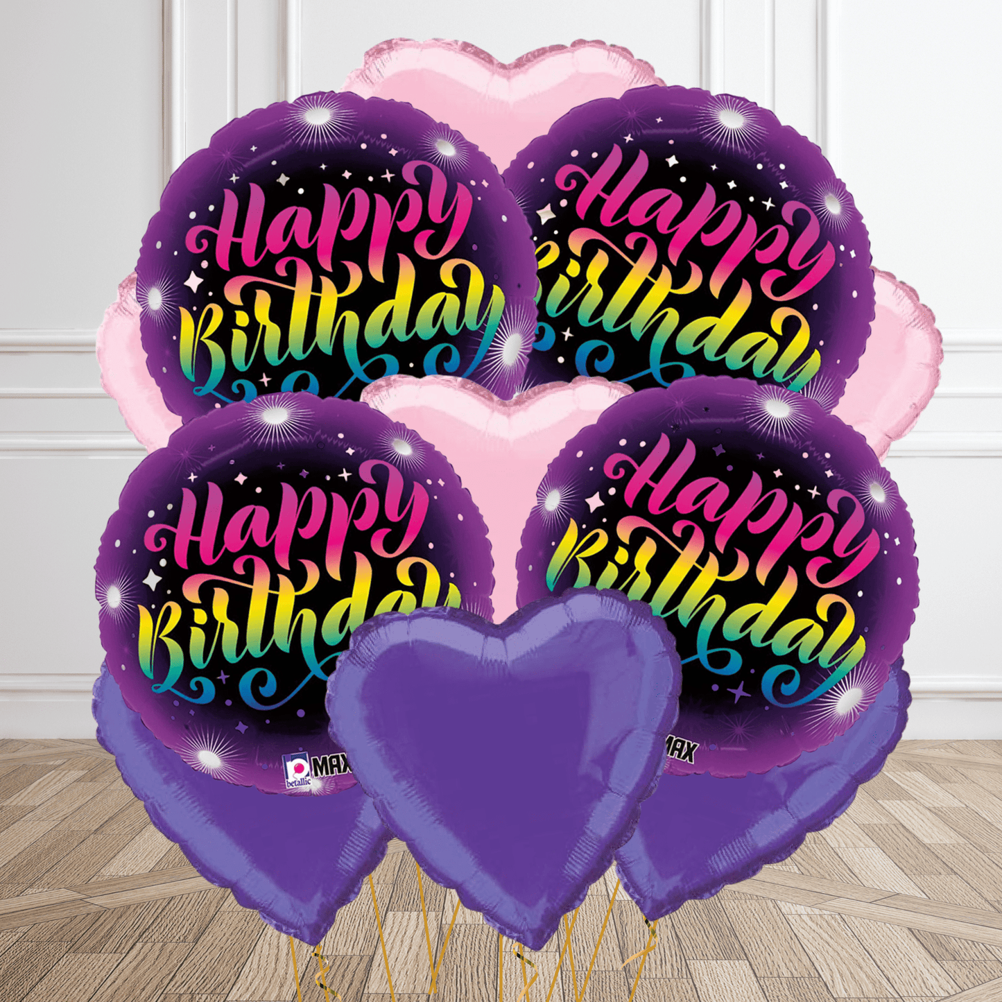 18 - Inch Happy Birthday Rainbow Neon Foil Balloon Package | The Party Hut