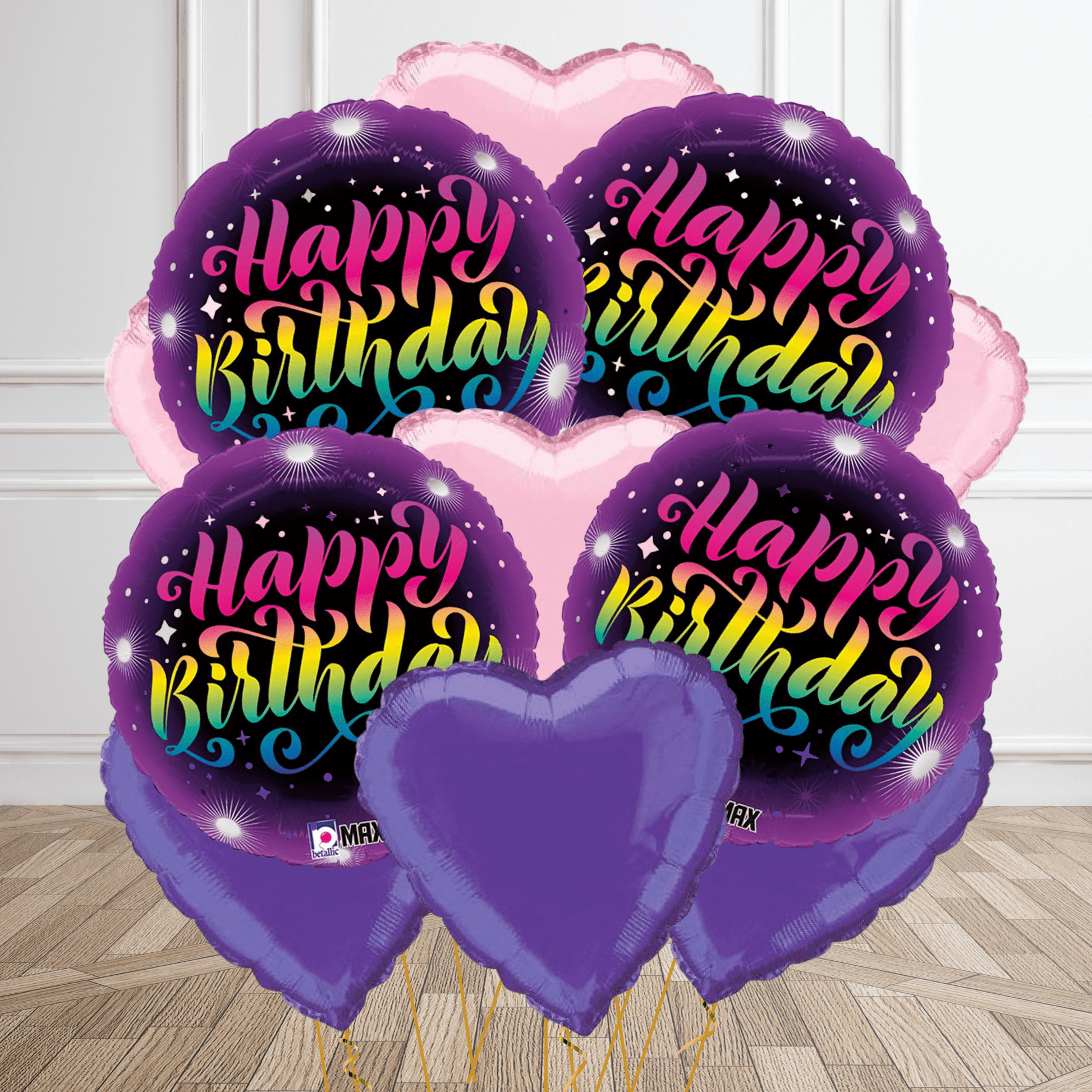 Happy Birthday Rainbow Neon Foil Balloon Package