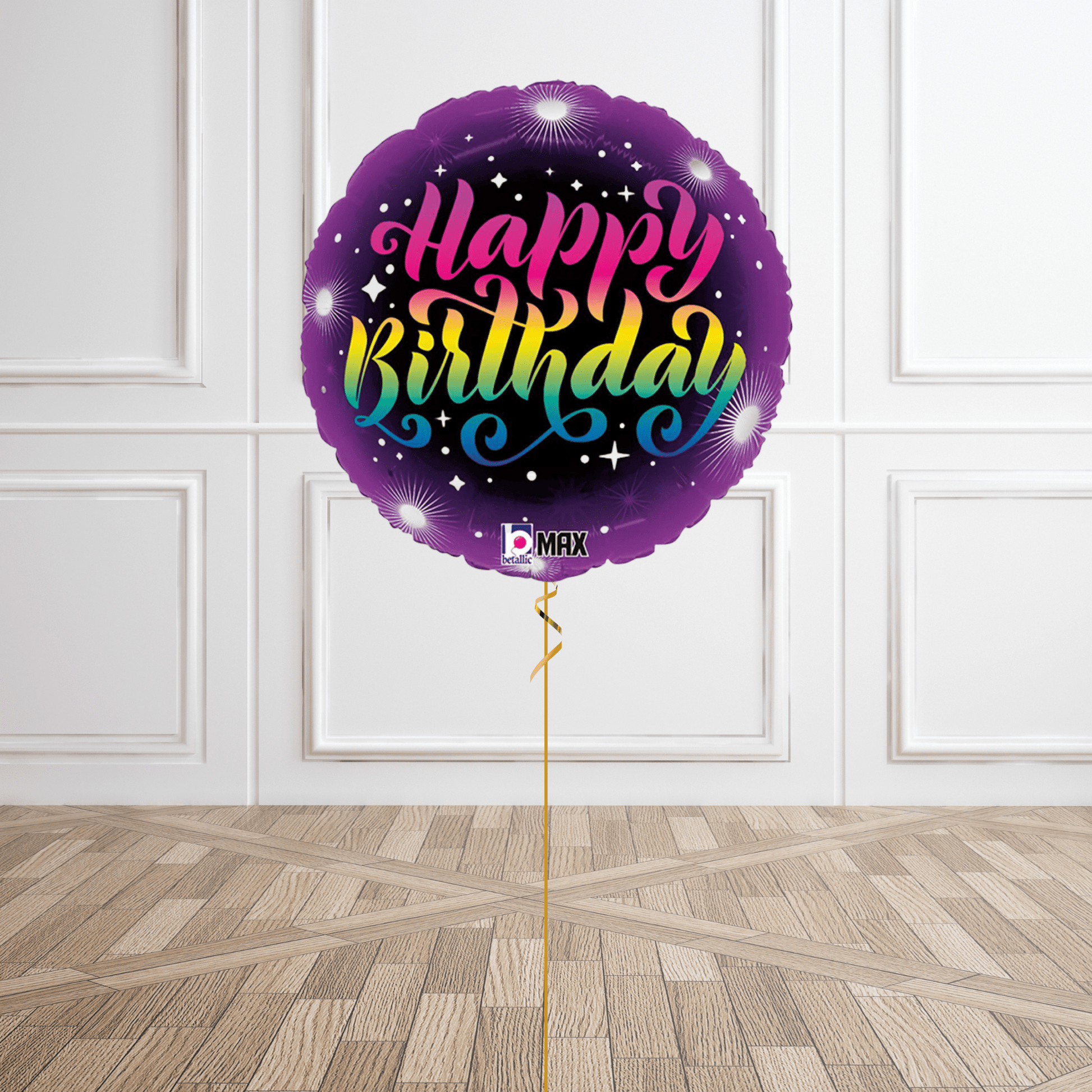 Happy Birthday Rainbow Neon Foil Balloon Package