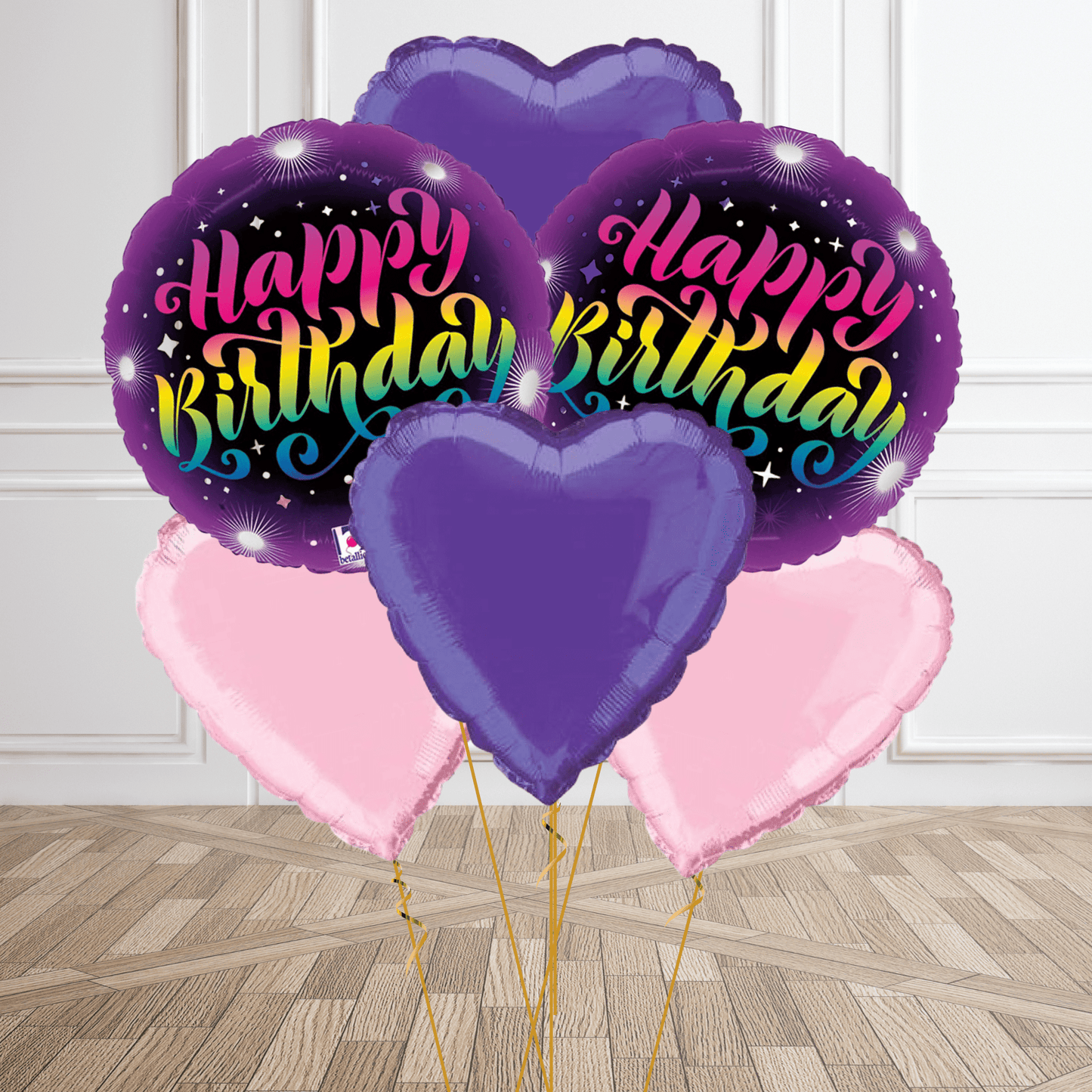 18 - Inch Happy Birthday Rainbow Neon Foil Balloon Package | The Party Hut