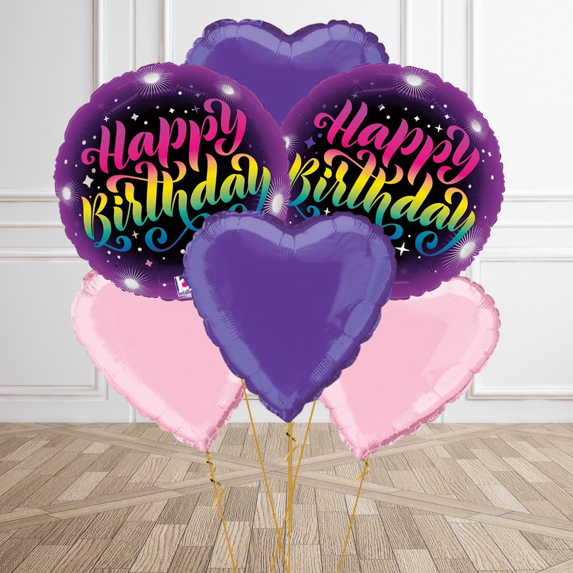 Happy Birthday Rainbow Neon Foil Balloon Package