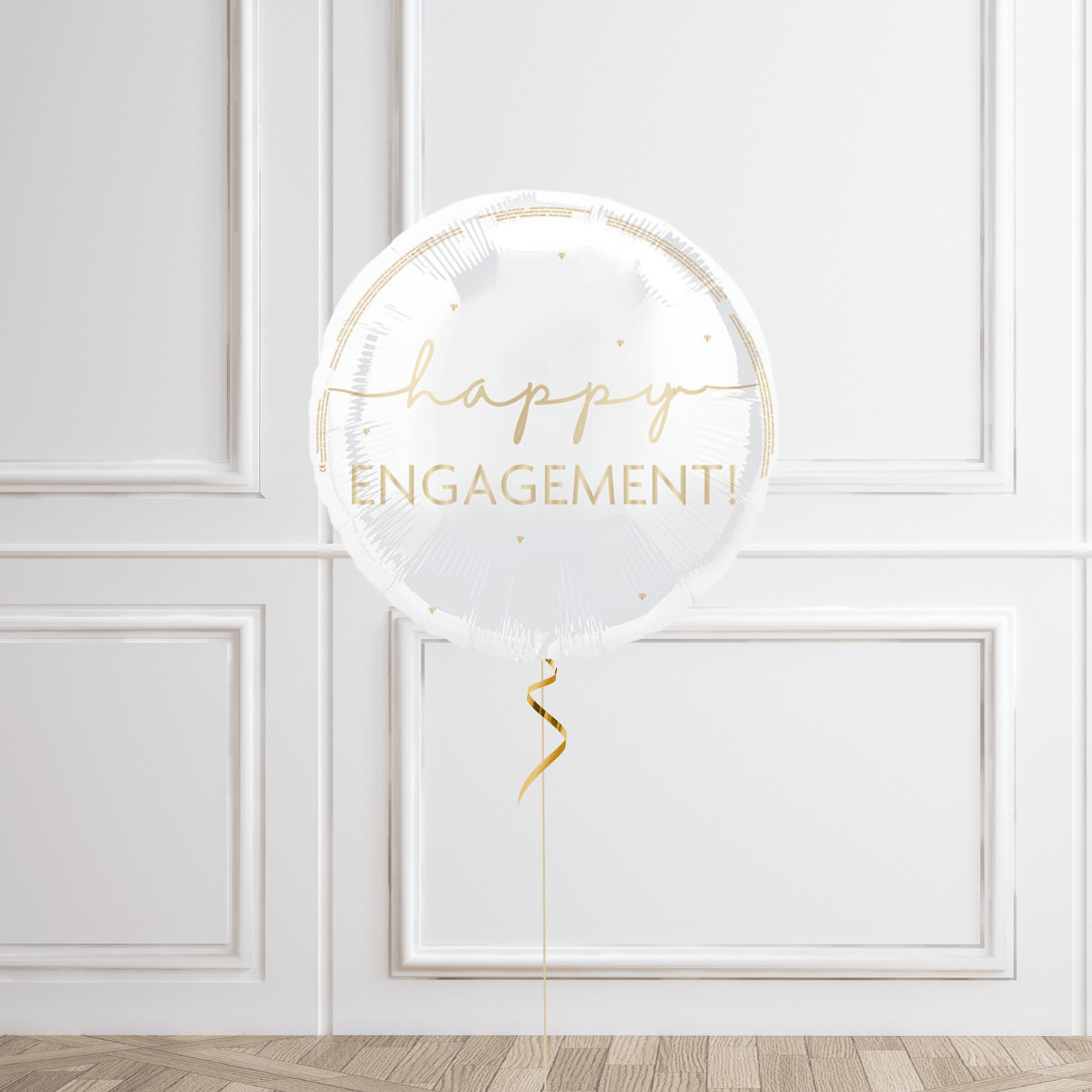 18 - Inch Happy Engagement Gold Script Helium Balloon – Elegant Celebration Decor | The Party Hut