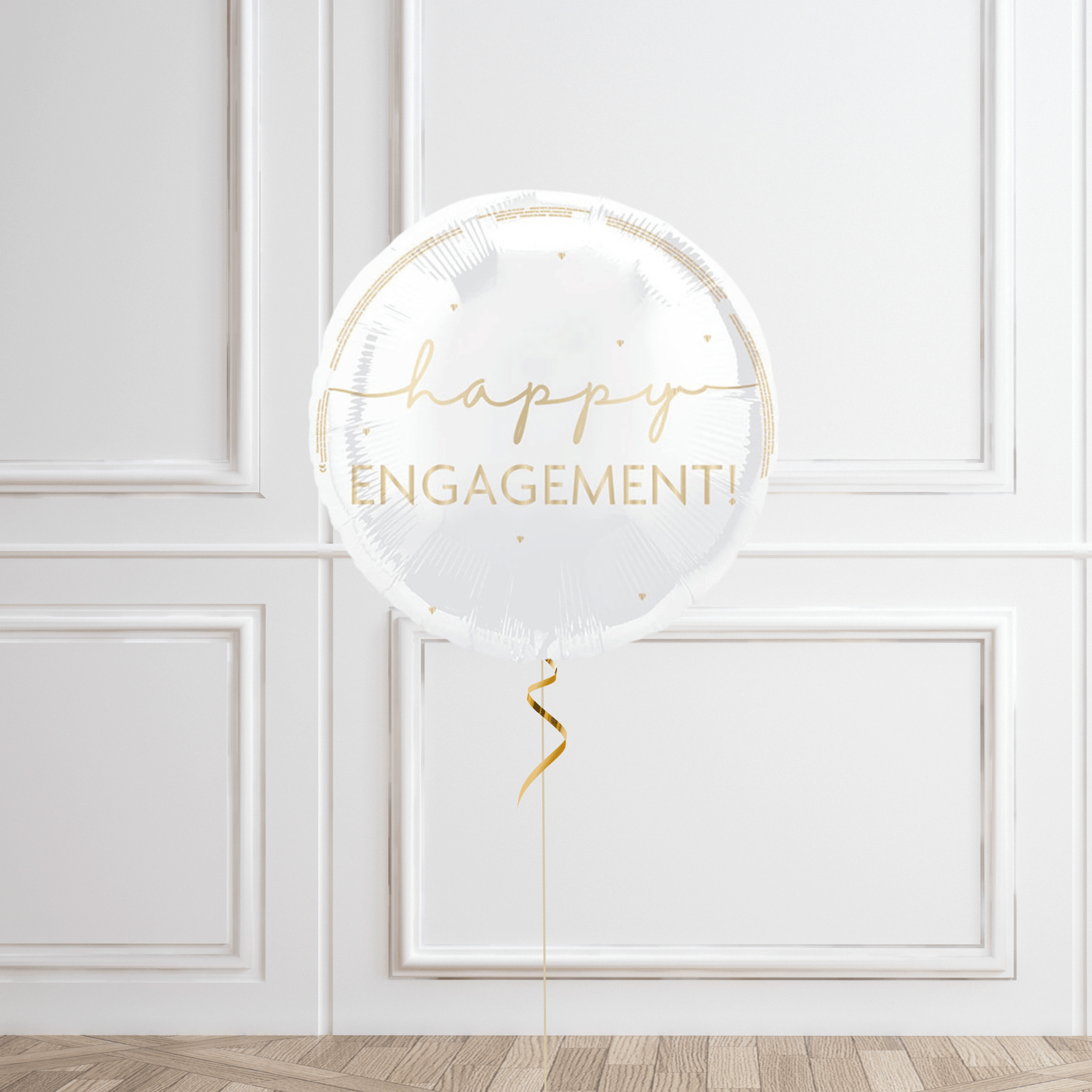 18-Inch Happy Engagement Gold Script Helium Balloon – Elegant Celebration Decor