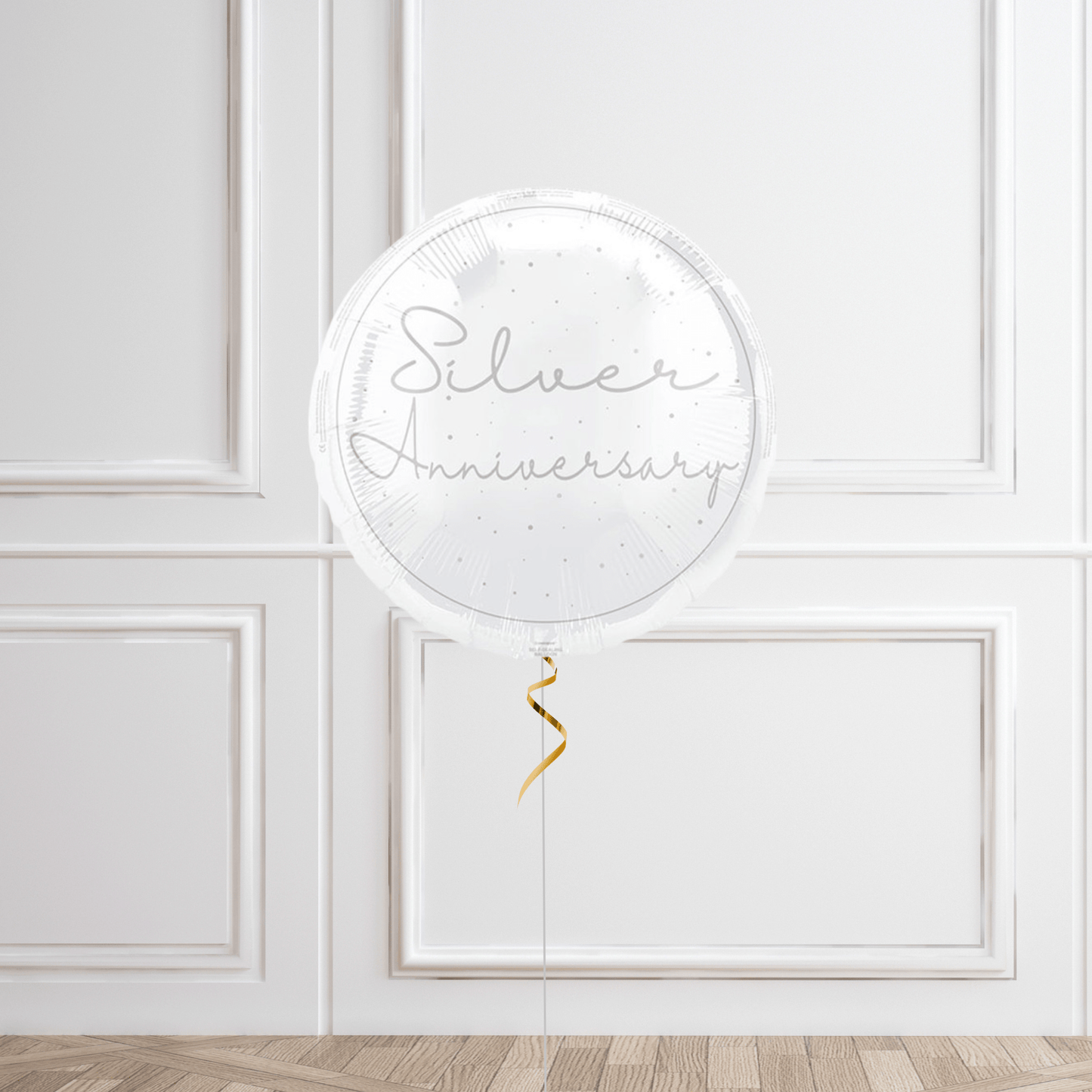 18 - Inch Happy Silver Anniversary Script Helium Balloon – Elegant Celebration Decor | The Party Hut