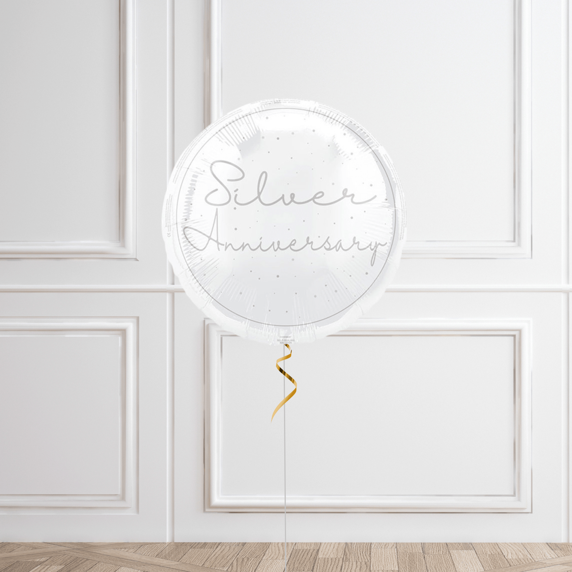 18-Inch Happy Silver Anniversary Script Helium Balloon – Elegant Celebration Decor