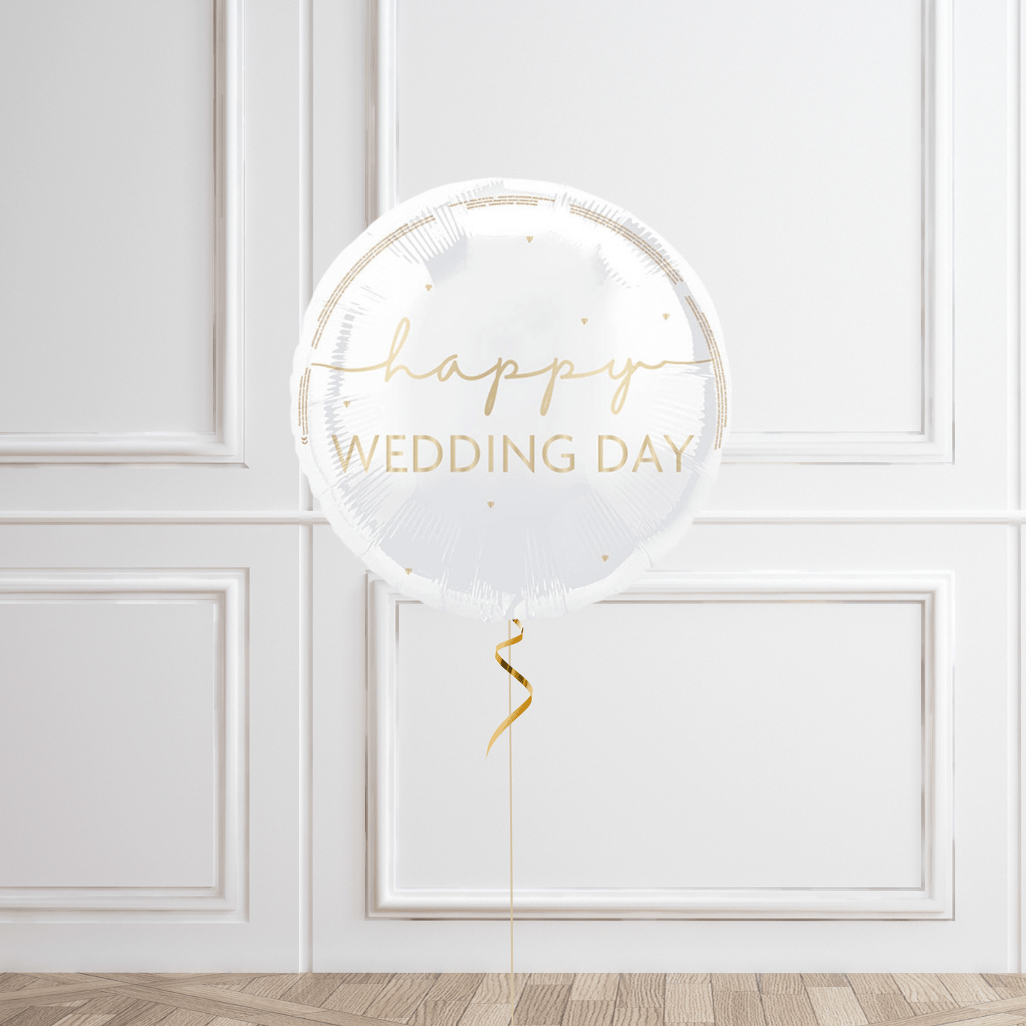 18 - Inch Happy Wedding Day Gold Script Helium Balloon – Elegant Celebration Decor | The Party Hut