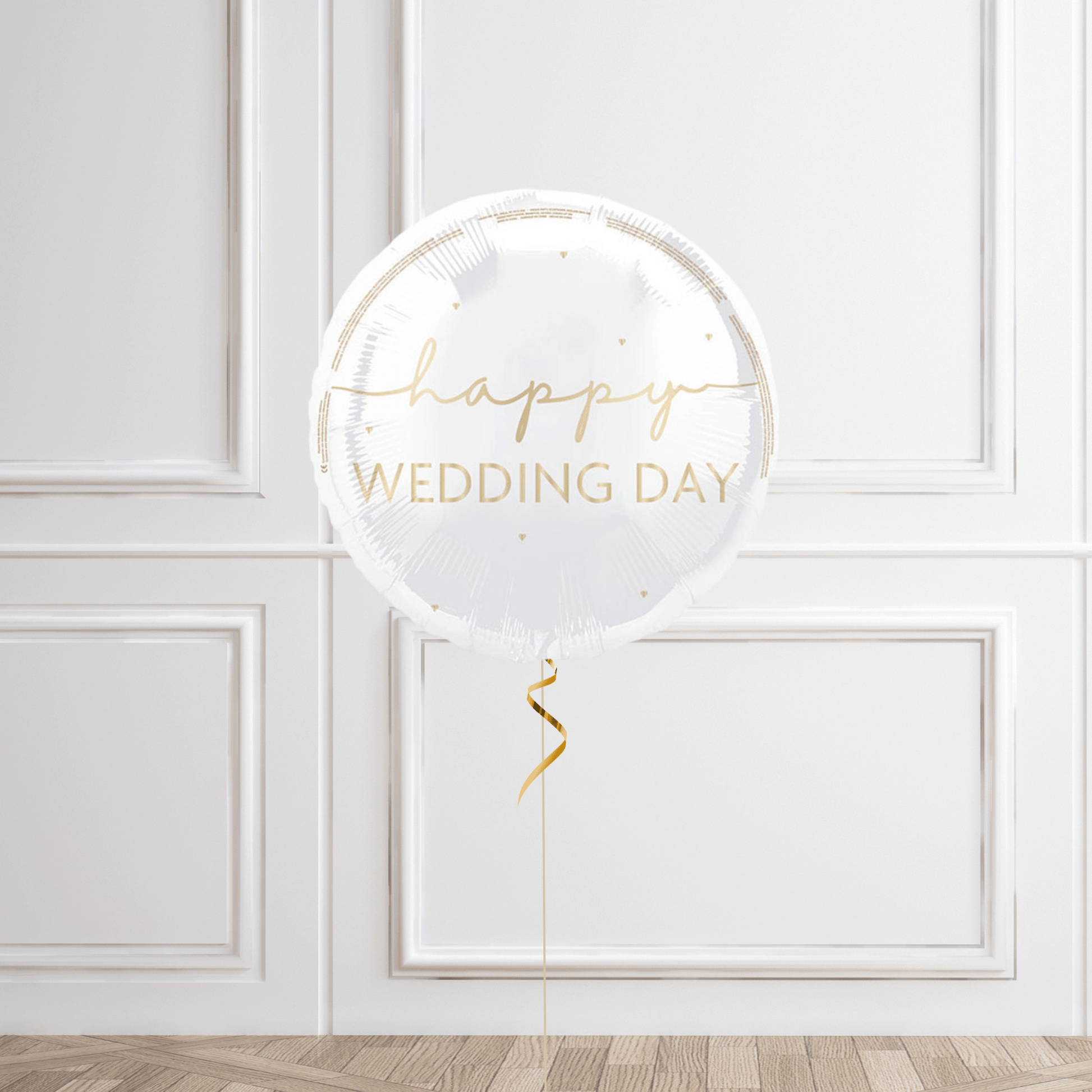 18-Inch Happy Wedding Day Gold Script Helium Balloon – Elegant Celebration Decor