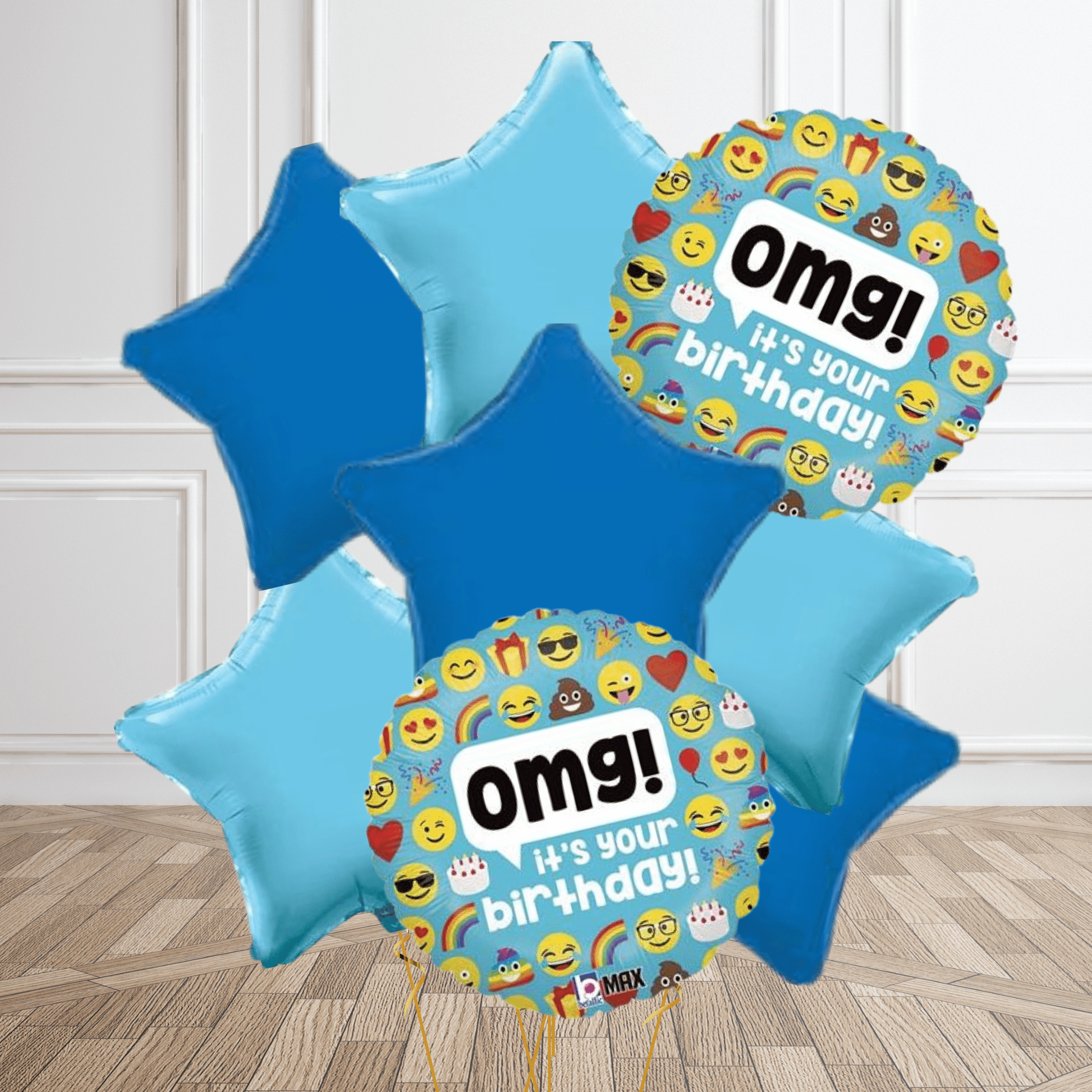 OMG Emoji Birthday Foil Balloon Package