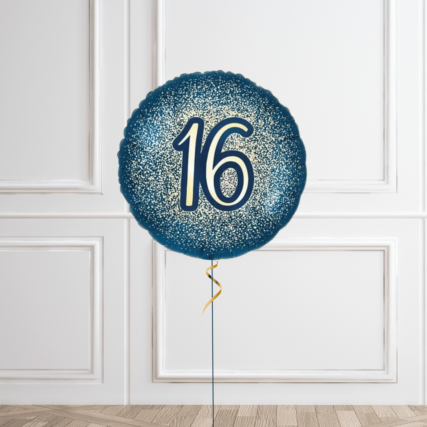 18 - Inch Sweet 16 Metallic Glitter Helium Balloon – Navy and Gold Birthday Decor | The Party Hut