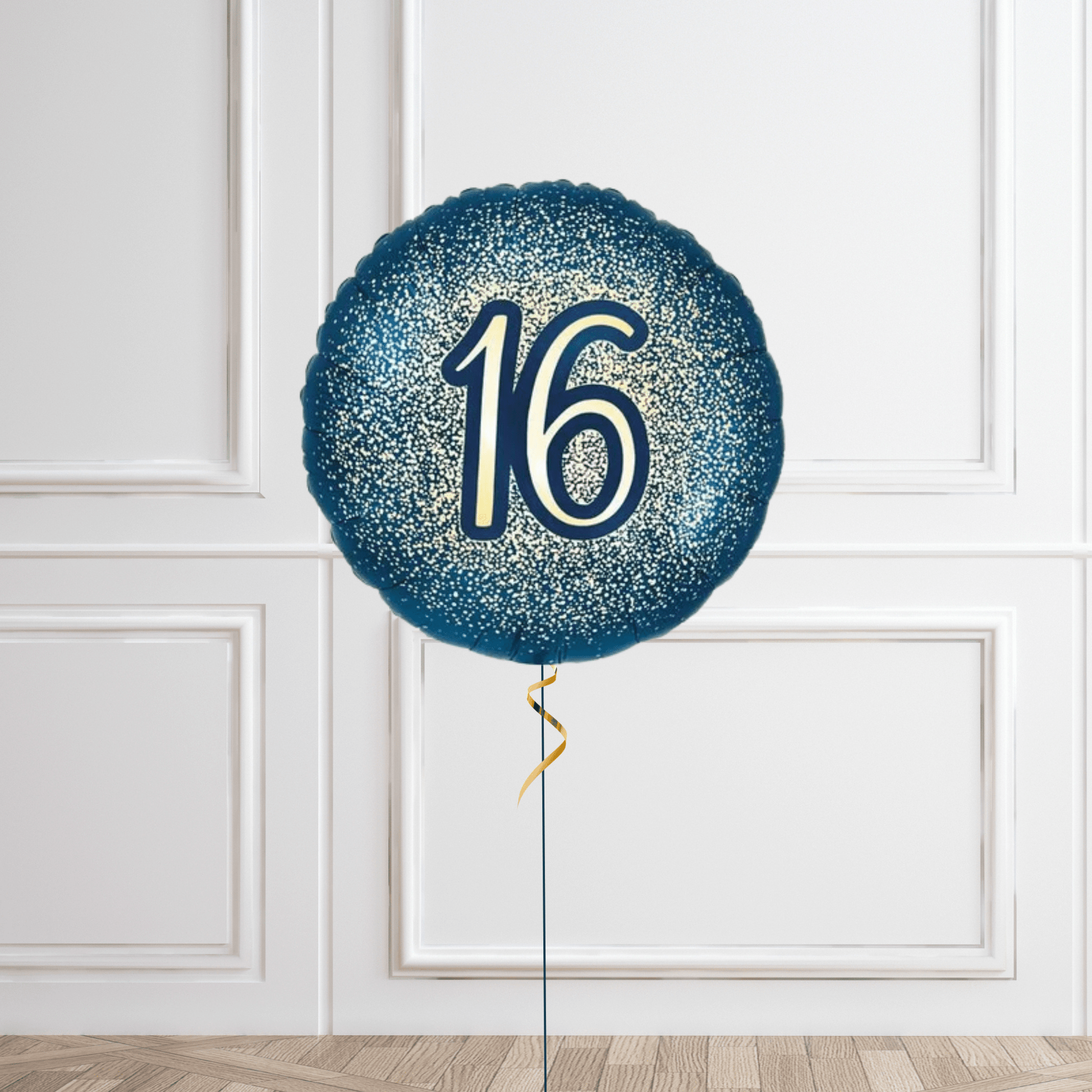 18-Inch Sweet 16 Metallic Glitter Helium Balloon – Navy and Gold Birthday Decor