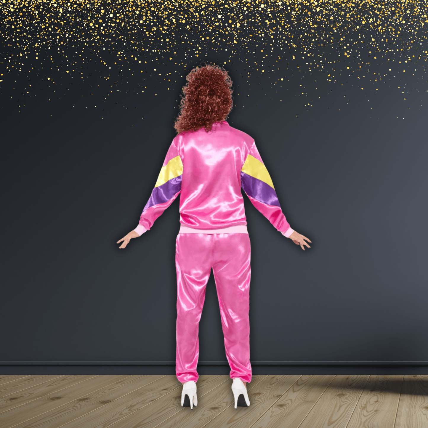 1980s Retro Tracksuit Costume - Pink and Purple | The Party Hut