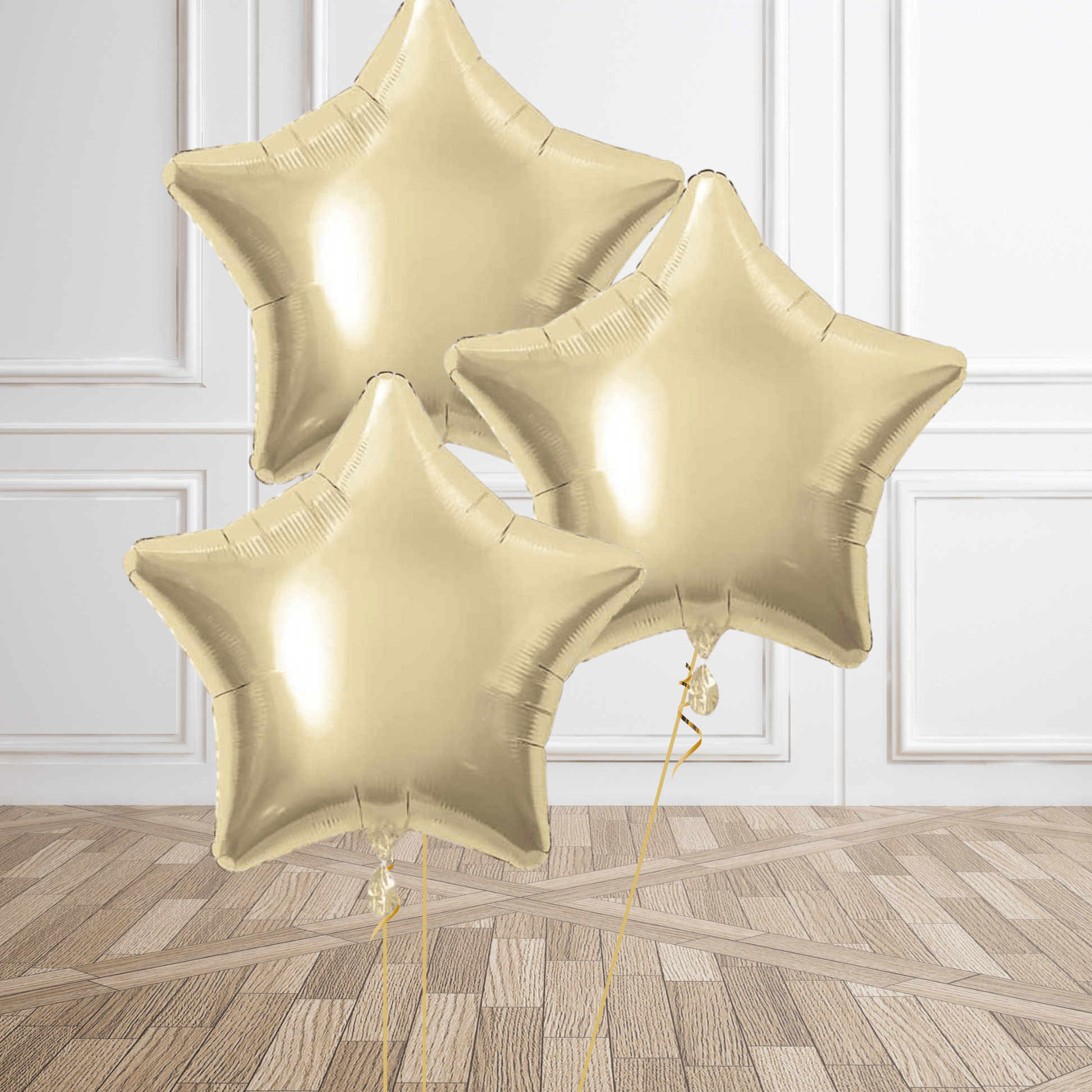 White Gold Star Foil Balloon Package