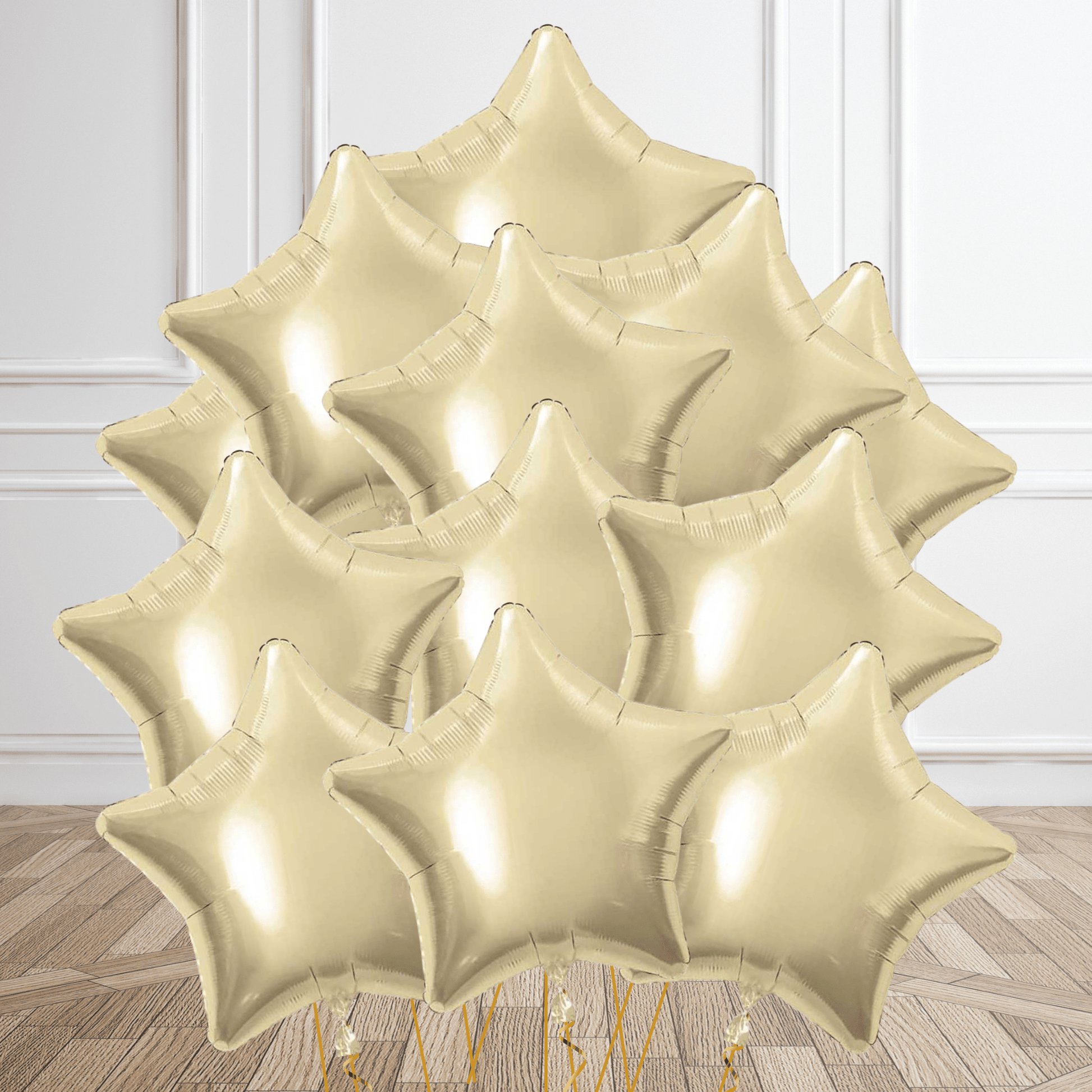 White Gold Star Foil Balloon Package