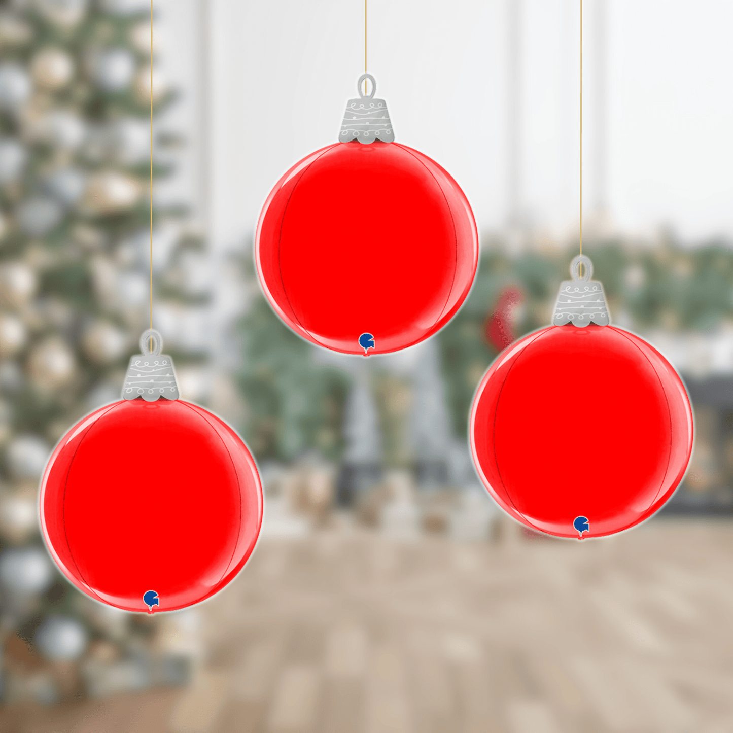 21 - Inch Globe Red Festive Bauble Foil Balloon | The Party Hut