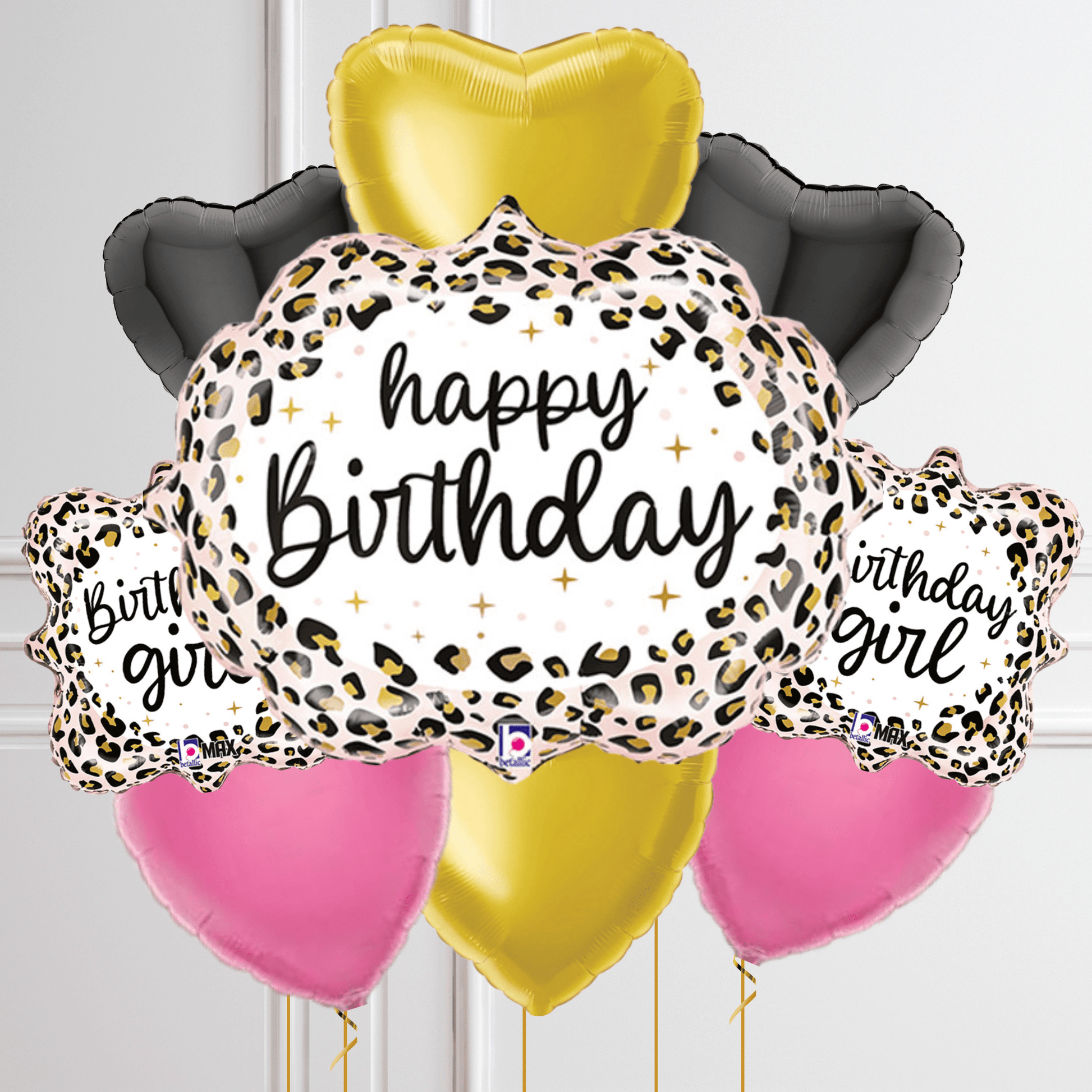 Satin Leopard Birthday Foil Balloon Package