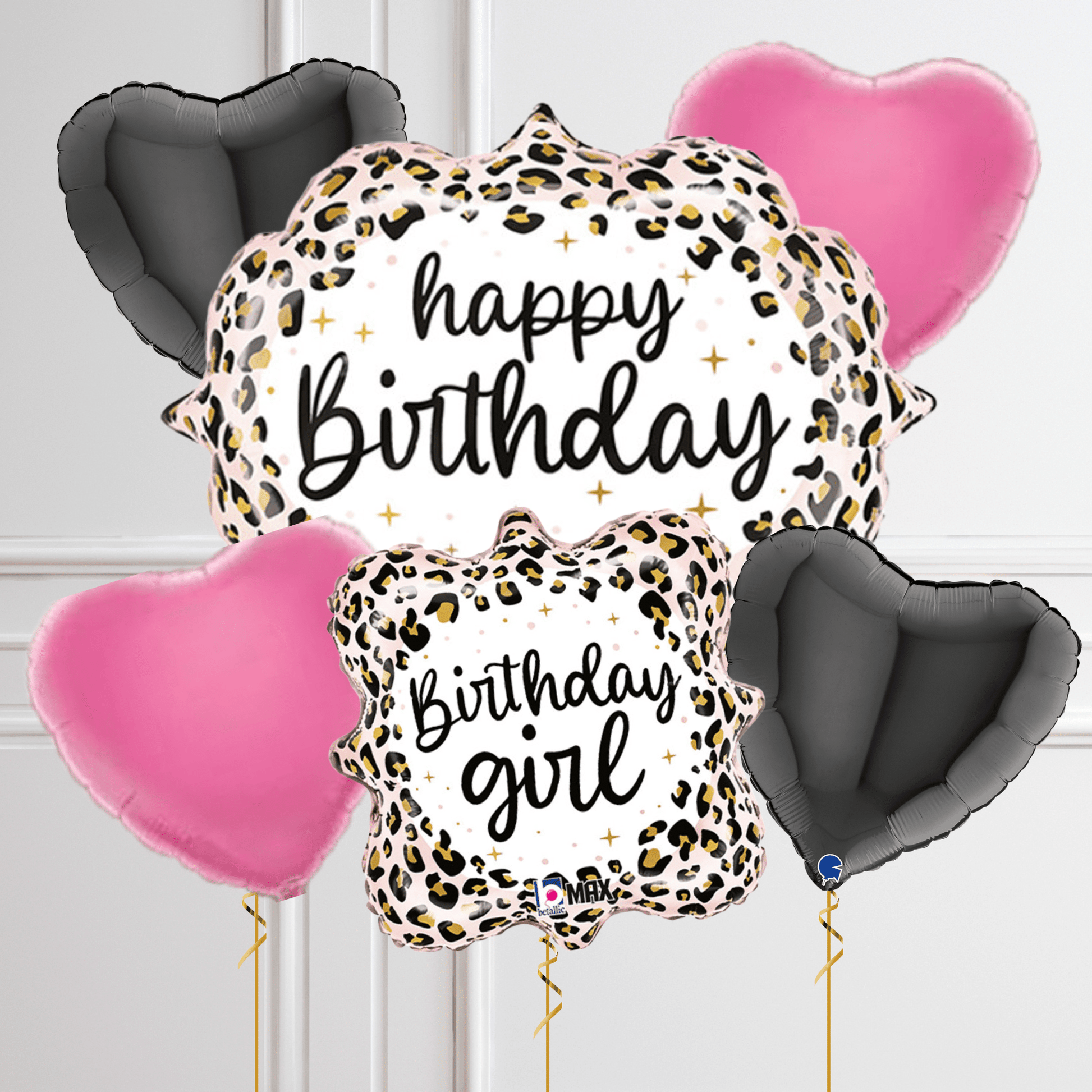 Satin Leopard Birthday Foil Balloon Package