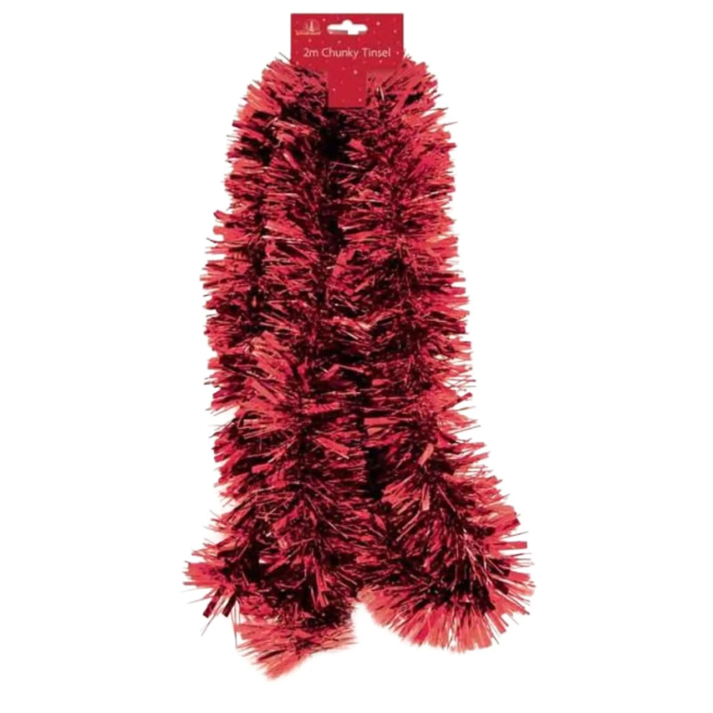 2m Red Chunky Tinsel – Vibrant Festive Decoration | The Party Hut