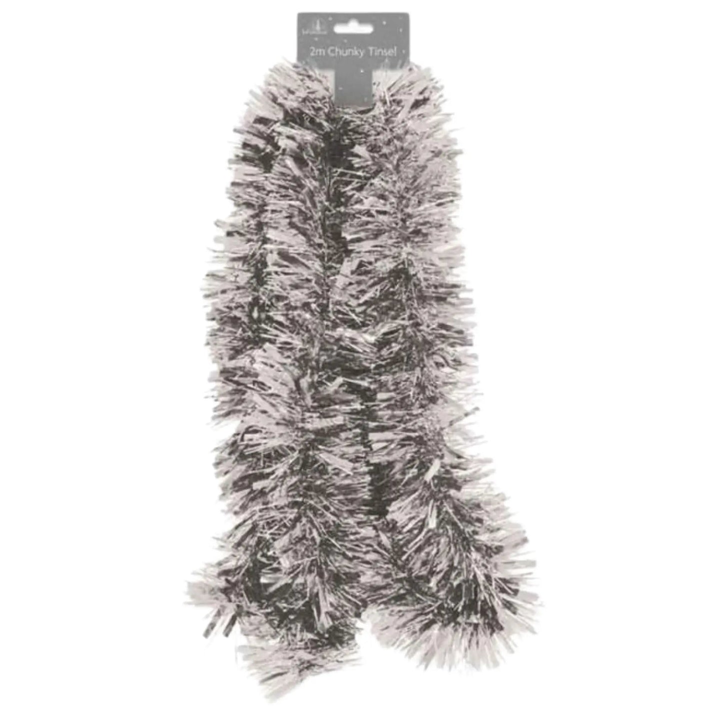 2m Silver Chunky Tinsel – Sparkling Festive Decoration | The Party Hut