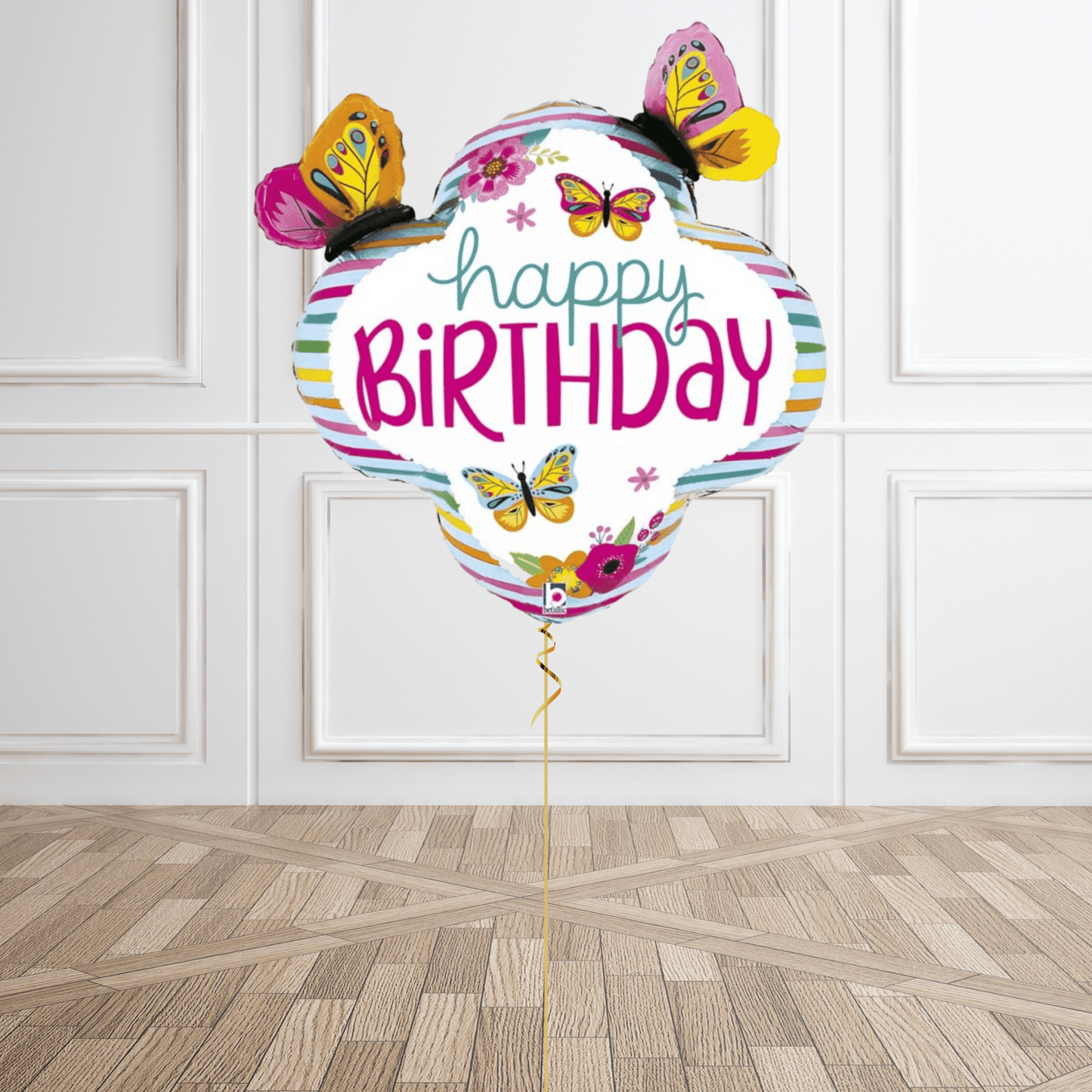 30 - Inch Colorful Birthday Butterfly Frame Foil Balloon | The Party Hut