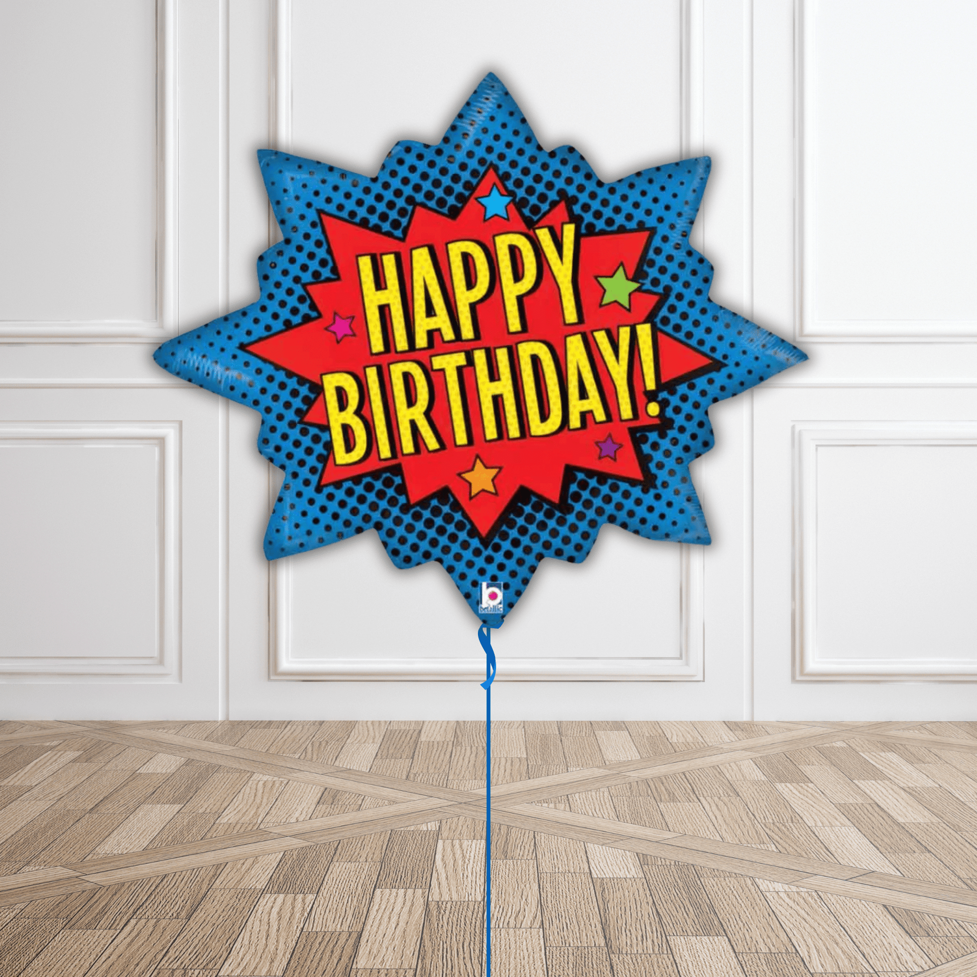 32-Inch Superhero Birthday Burst Foil Balloon