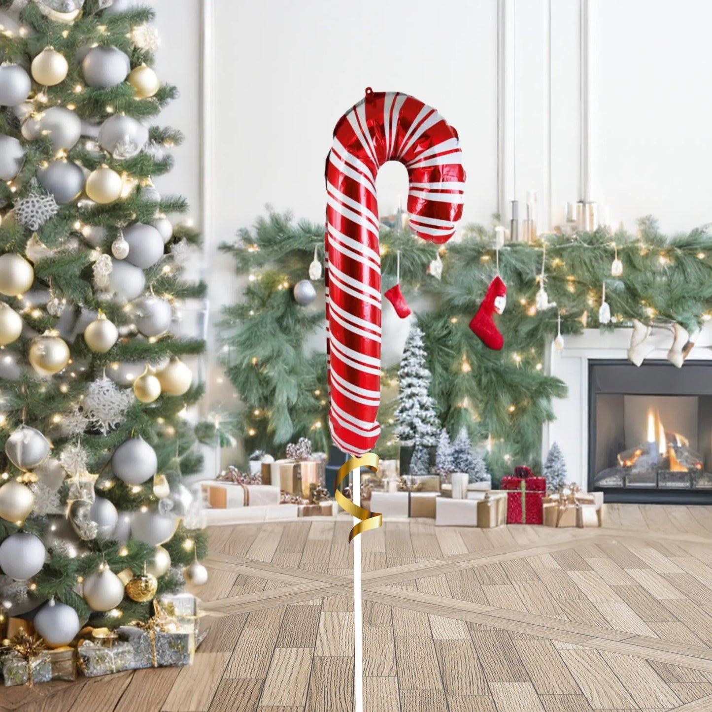 35 - inch Red and White Candy Cane Foil Balloon – Festive Holiday Decoration | The Party Hut