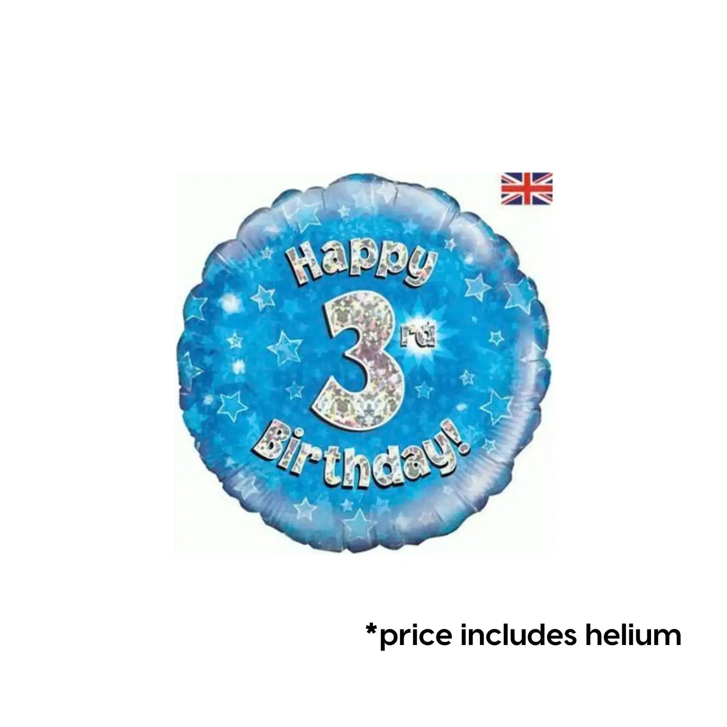 3rd Birthday Balloon (Blue Sparkle) | The Party Hut