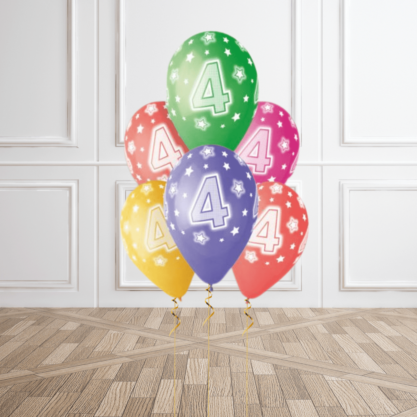 4th Birthday Party Balloons – Pack of 6 with Helium Option | The Party Hut