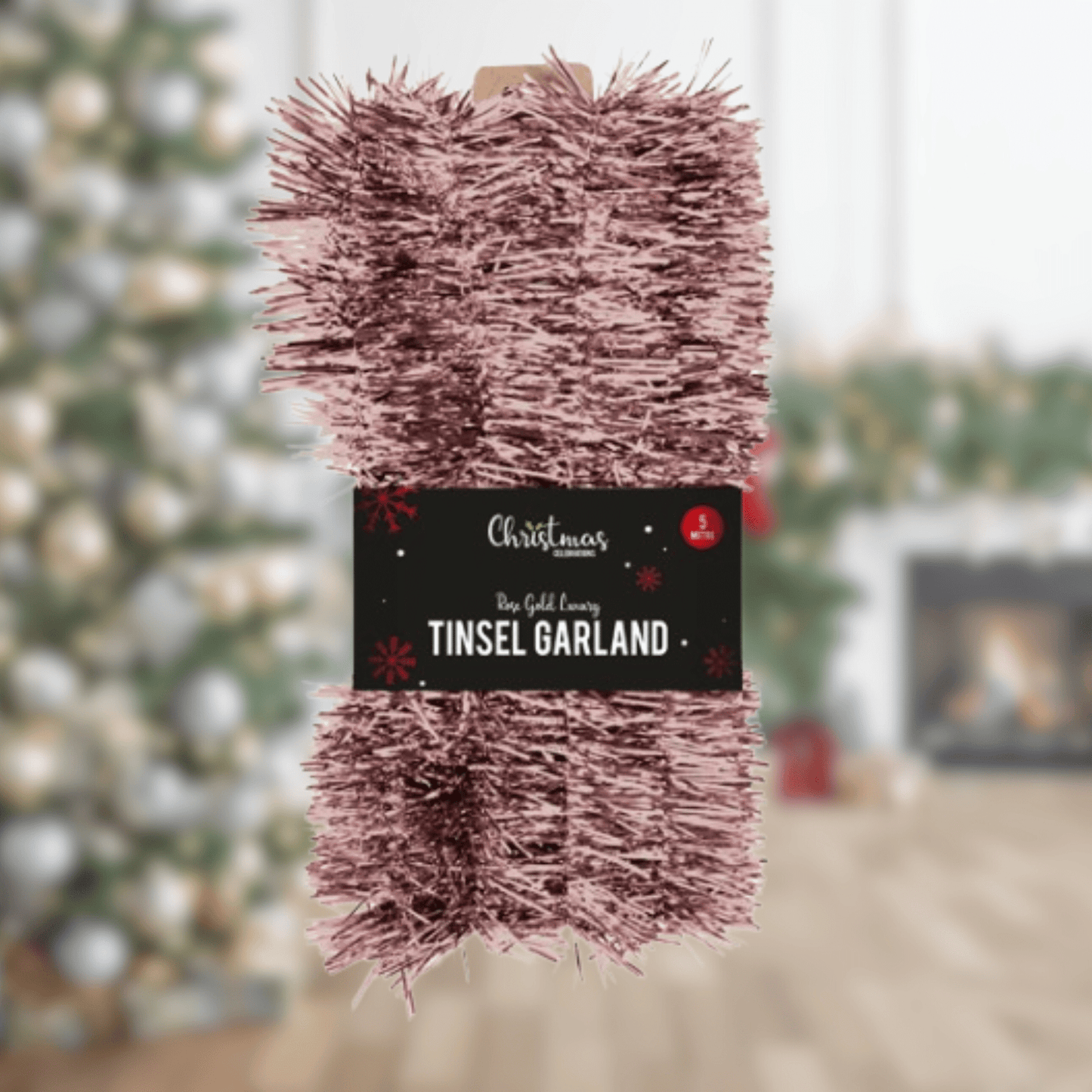 5m Rose Gold Tinsel Garland | The Party Hut