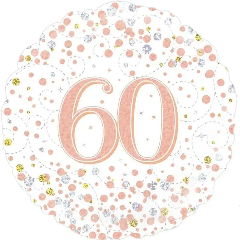 60th Birthday Balloon (Rose Gold Sparkle) | The Party Hut