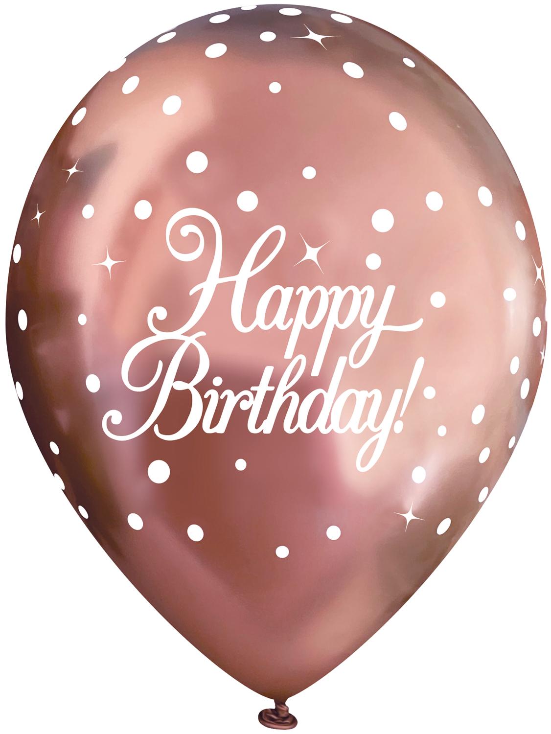 6pk Rose Gold Birthday Latex Balloons