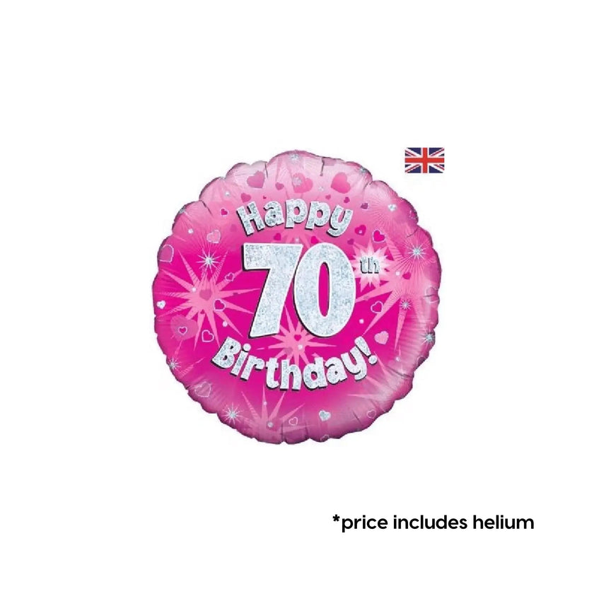 70th Birthday - Pink Sparkle Balloon