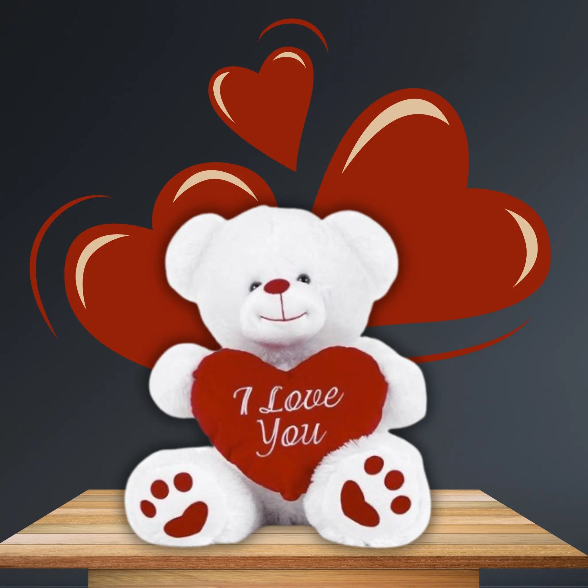 8" White Bear with Heart