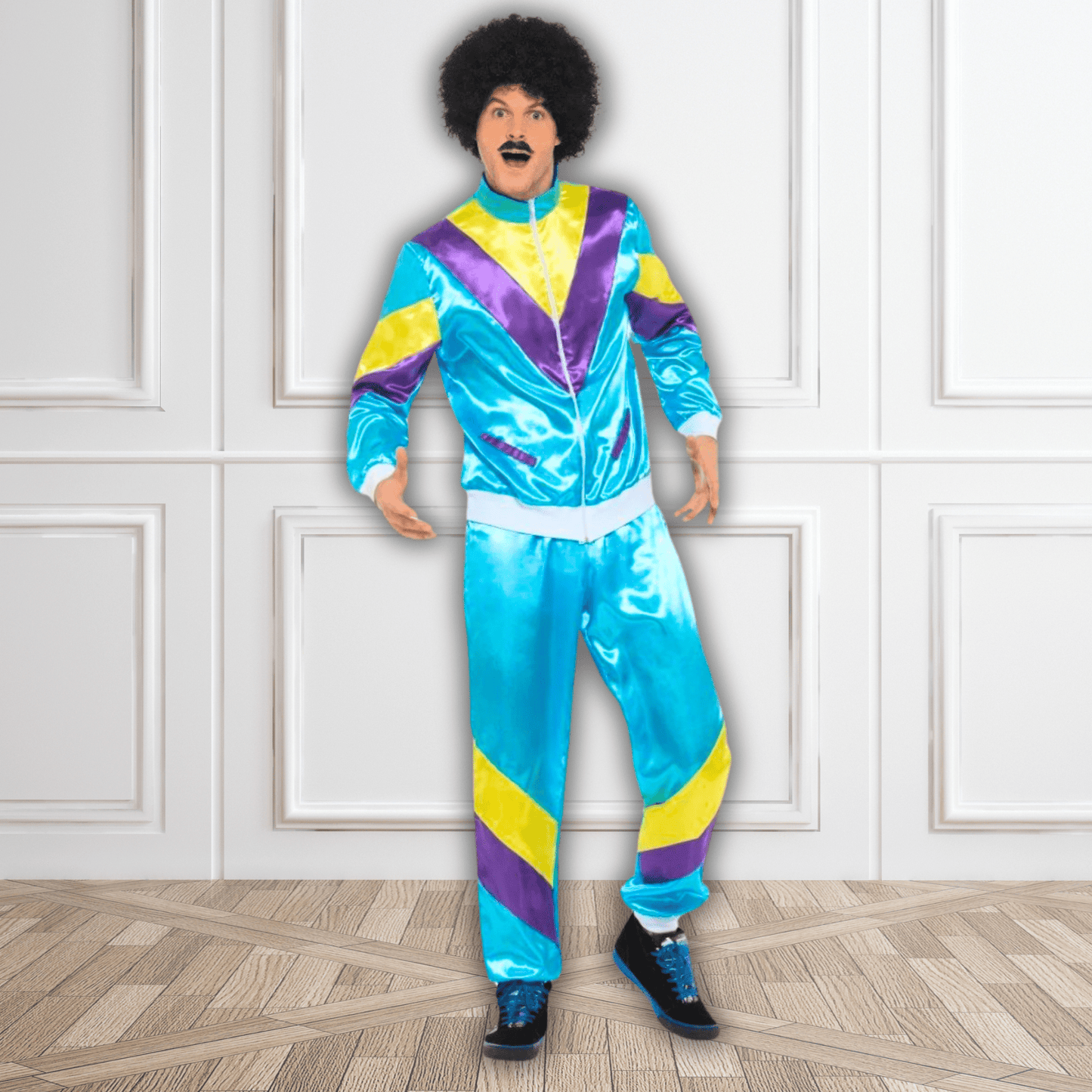 80s Height of Fashion Blue Shell Suit Costume | The Party Hut