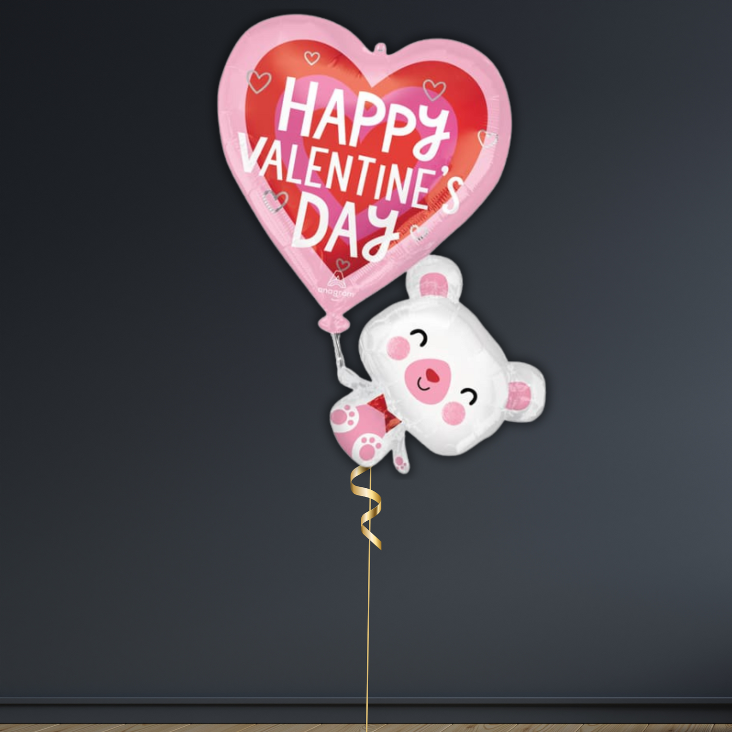 Floating Happy Valentine's Day Bear Supershape Helium Foil Balloon – 26" x 31" - The Party Hut Cheltenham