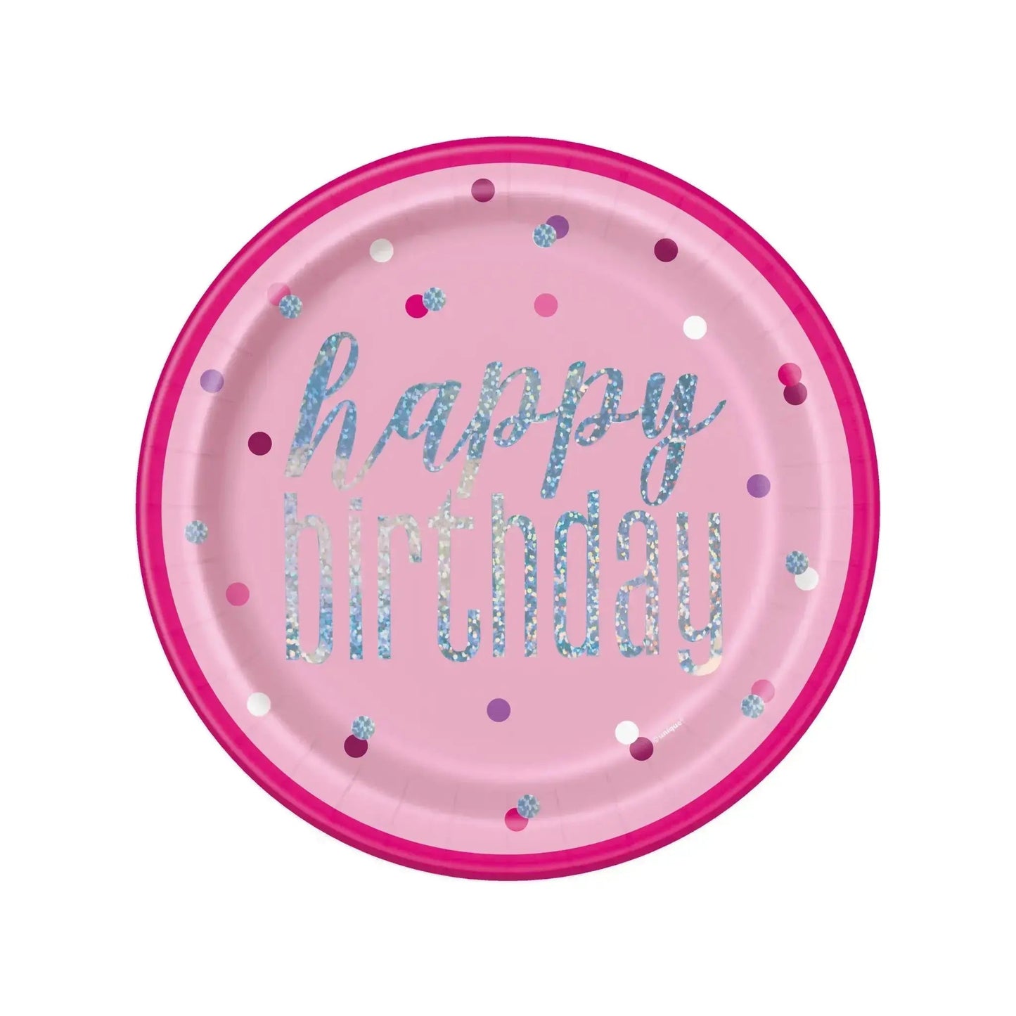 8pk Pink Sparkle Plates | The Party Hut