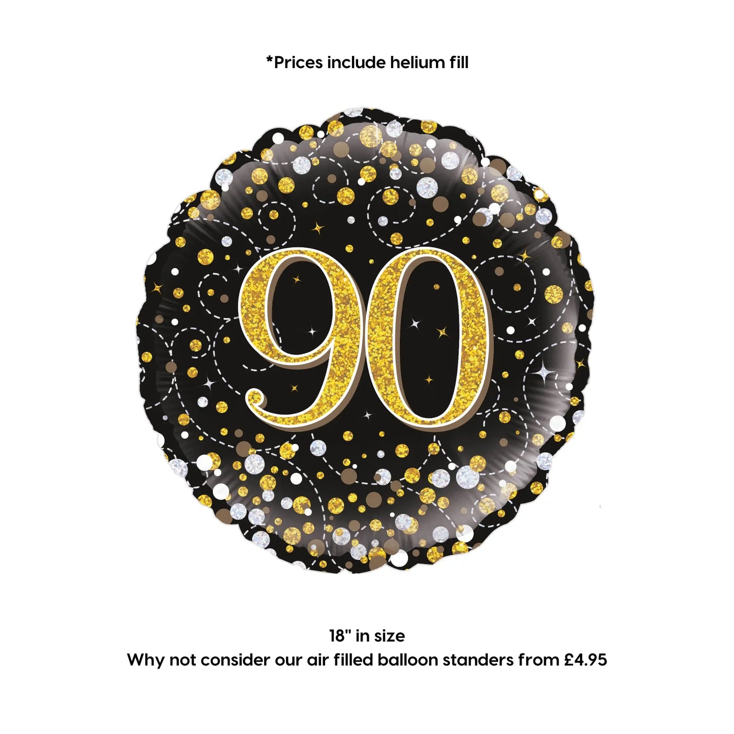 90th Birthday - Gold Sparkle Balloon | The Party Hut