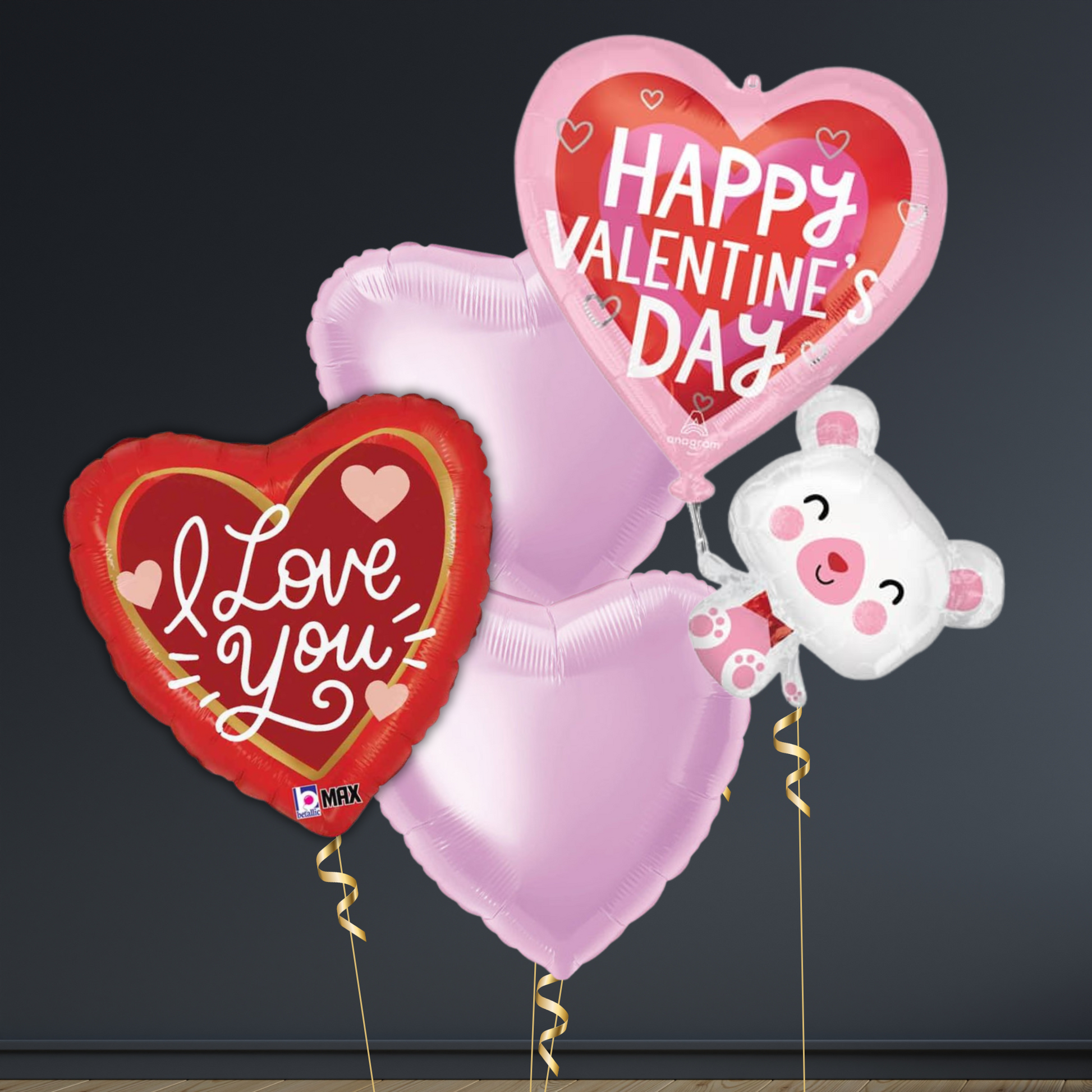 Floating Happy Valentine's Day Bear Supershape Helium Foil Balloon – 26" x 31"