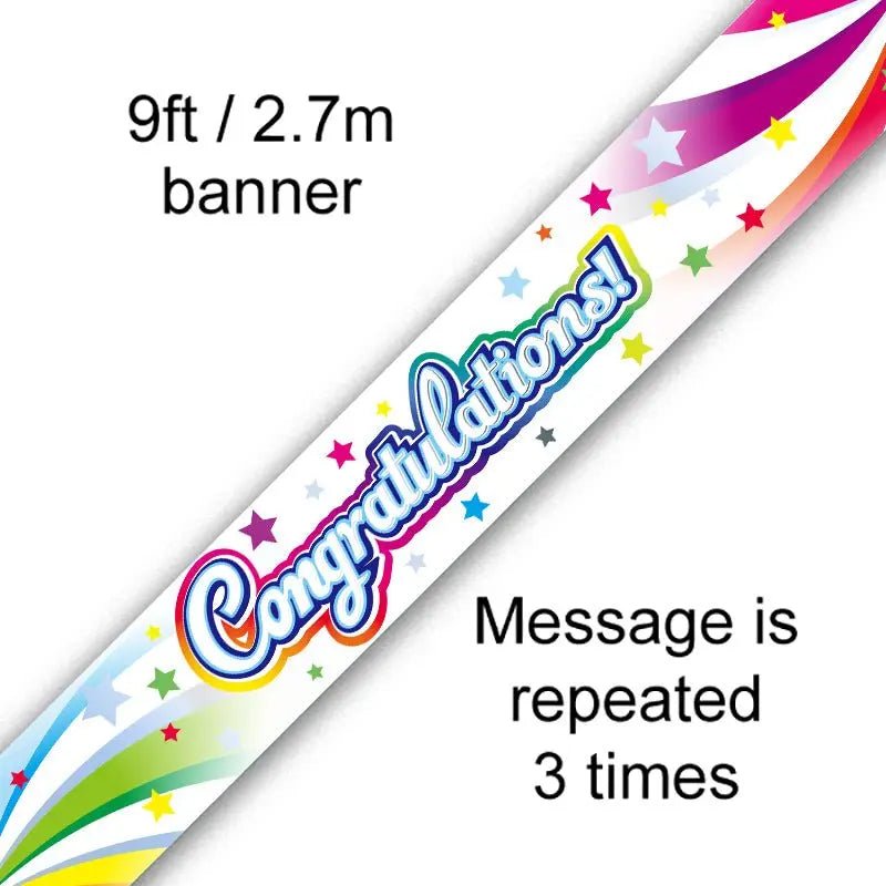 9ft Banner Congratulations Swirl | The Party Hut