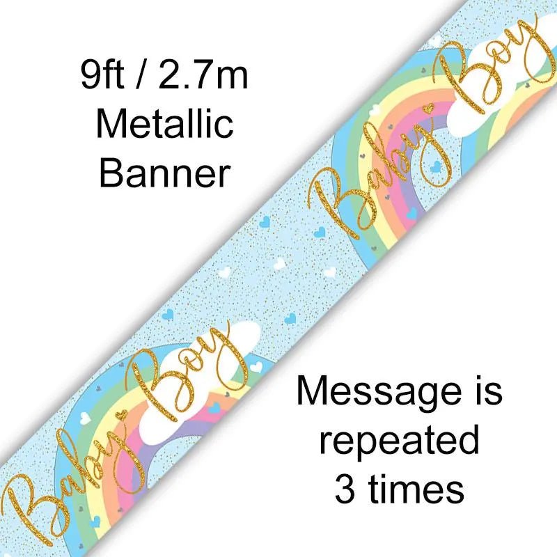 9ft Banner Pastel Rainbow Boy Holographic | The Party Hut