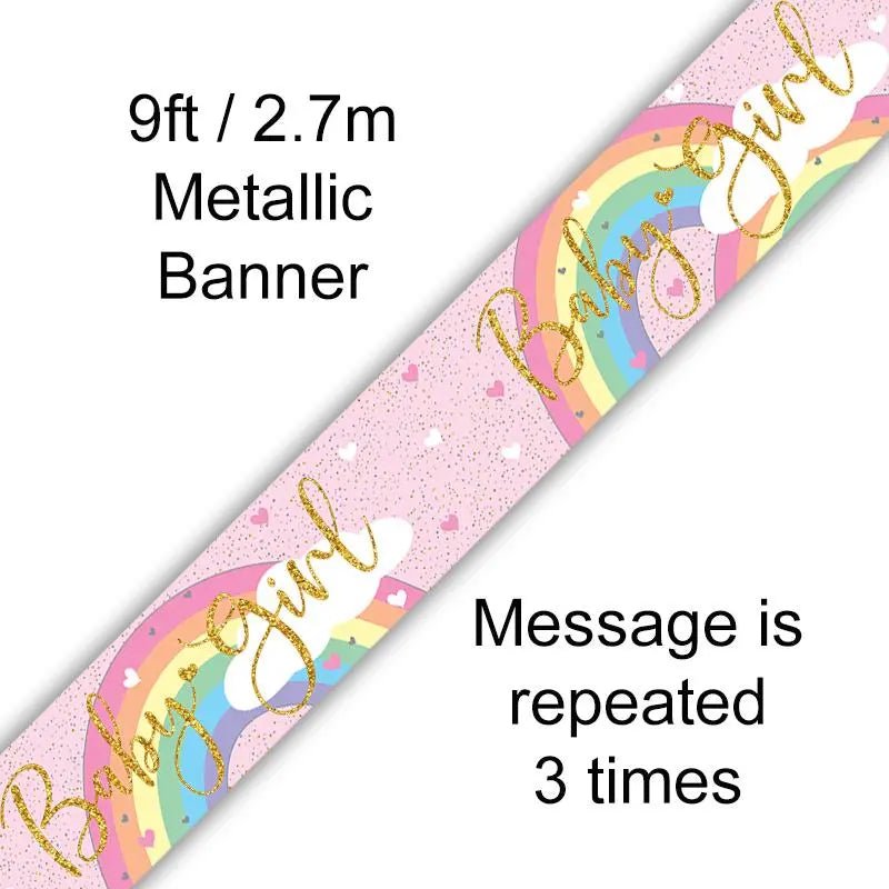 9ft Banner Pastel Rainbow Girl Holographic | The Party Hut