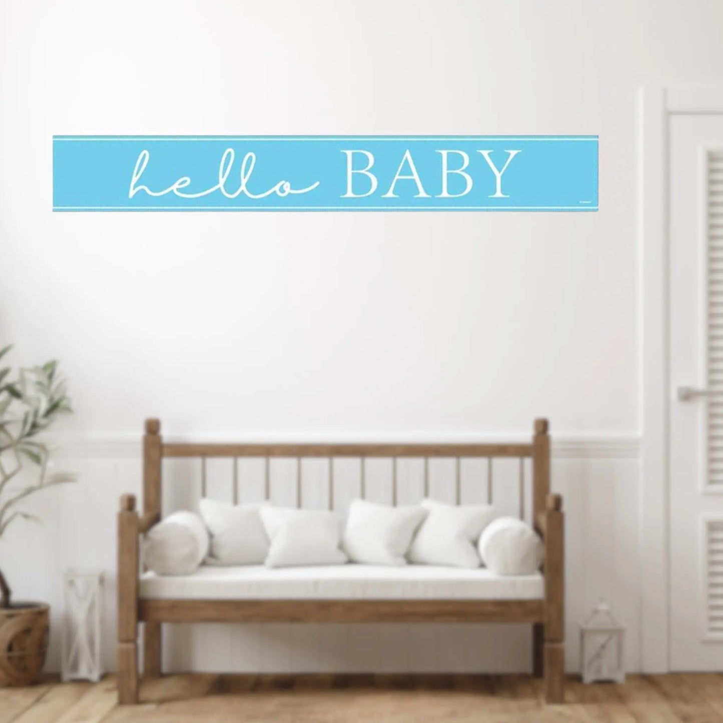 9ft Blue "Hello Baby" Foil Banner – Delightful Baby Shower Decoration | The Party Hut