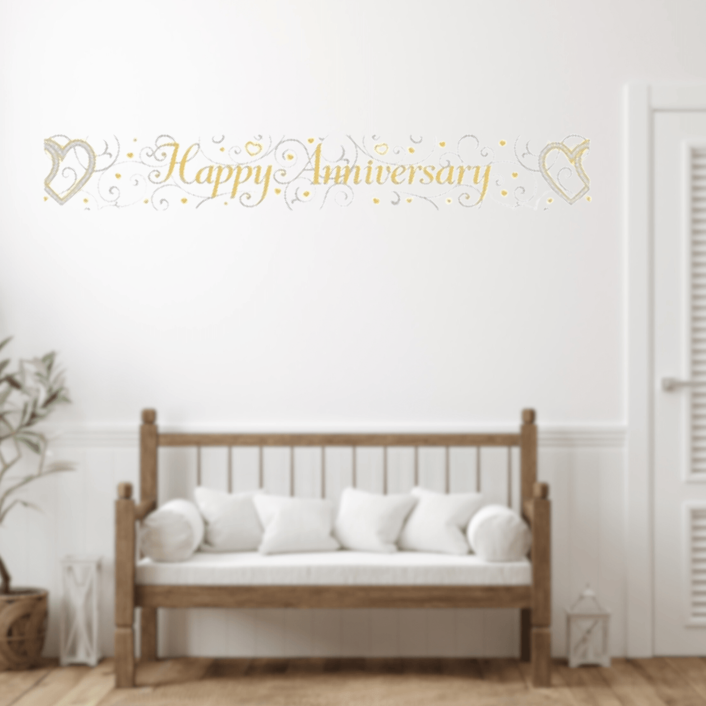 9ft Happy Anniversary Hearts Banner – Elegant Celebration Decoration | The Party Hut