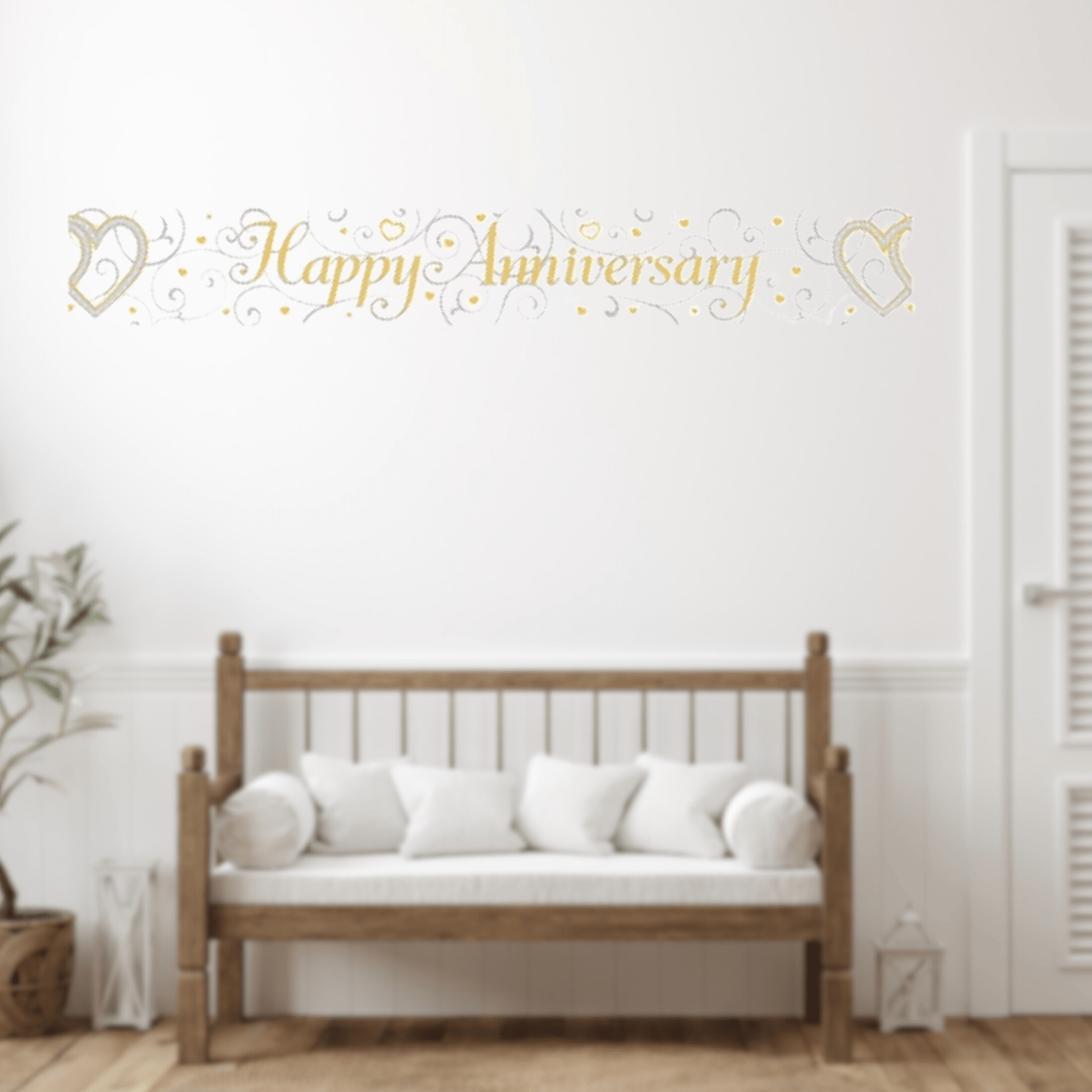 9ft Happy Anniversary Hearts Banner – Elegant Celebration Decoration