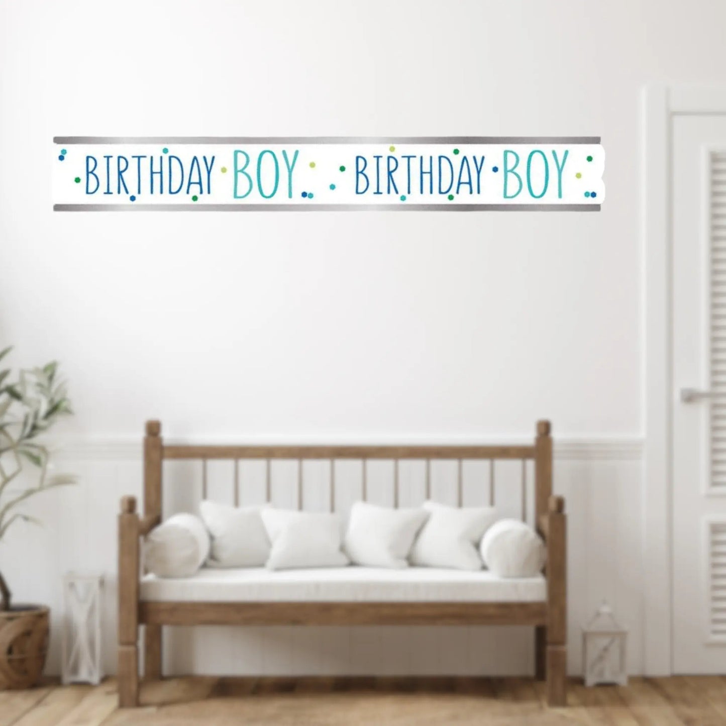 9ft Happy Birthday Boy Foil Banner – Festive Party Decoration | The Party Hut